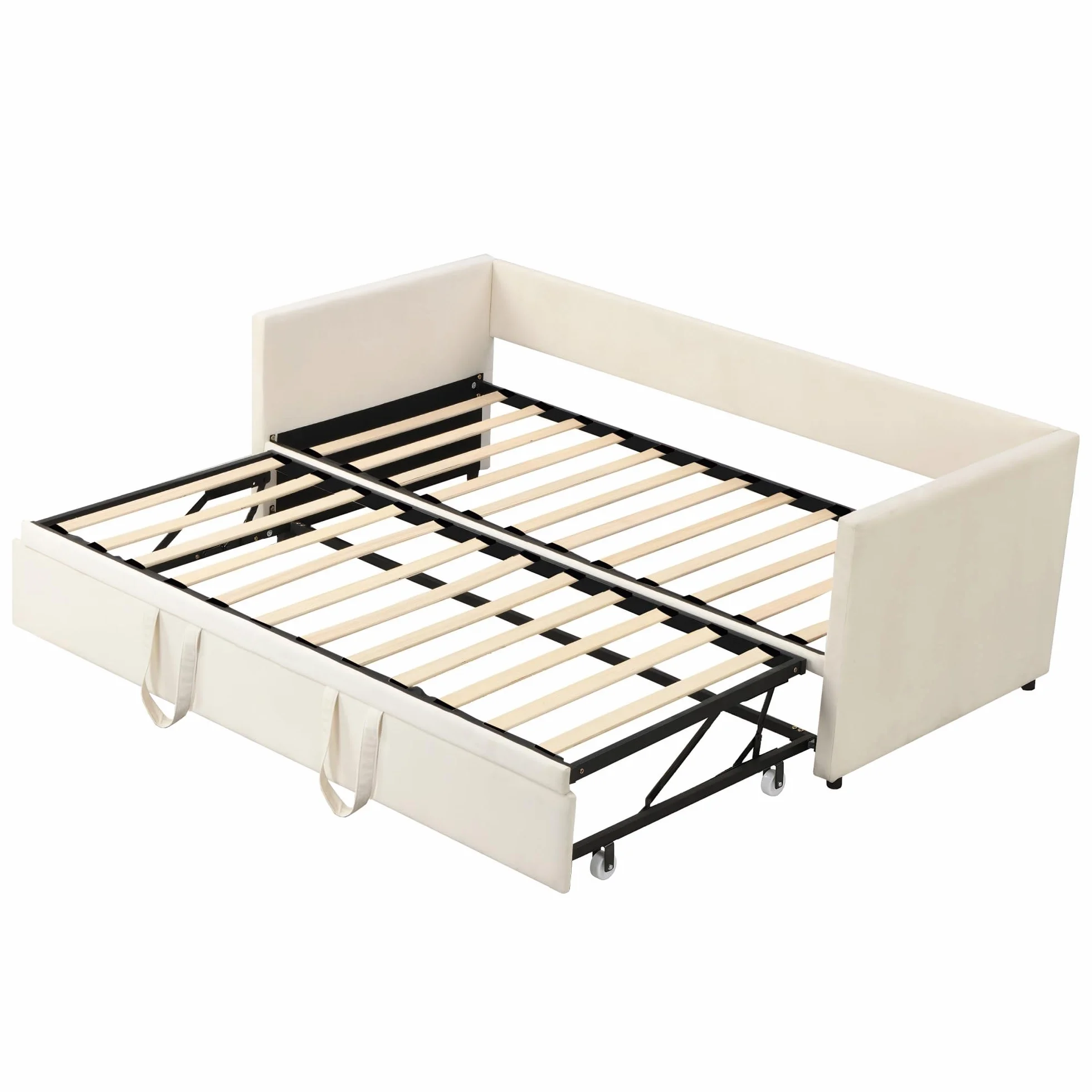 Sofá Cama de Matrimonio,Sofá Cama Extensible 90/180x200cm Sofa Cama Nido Doble Sofa Cama de 2 Plazas Camas de Día Extensible Sofas Camas Multifuncional,Sin Colchón (Beige, 90/180x200cm)