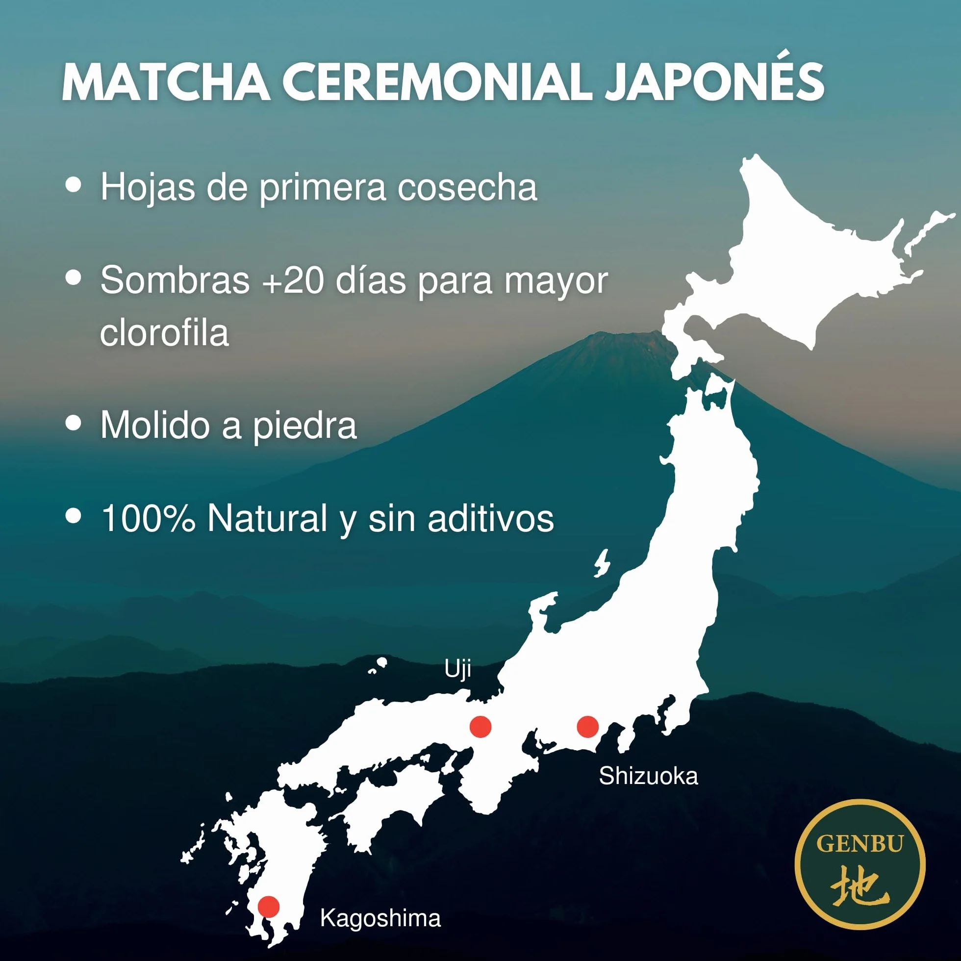 GENBU MATCHA Té Matcha de Grado Ceremonial Premium en Polvo 100% Natural Japonés 100gr