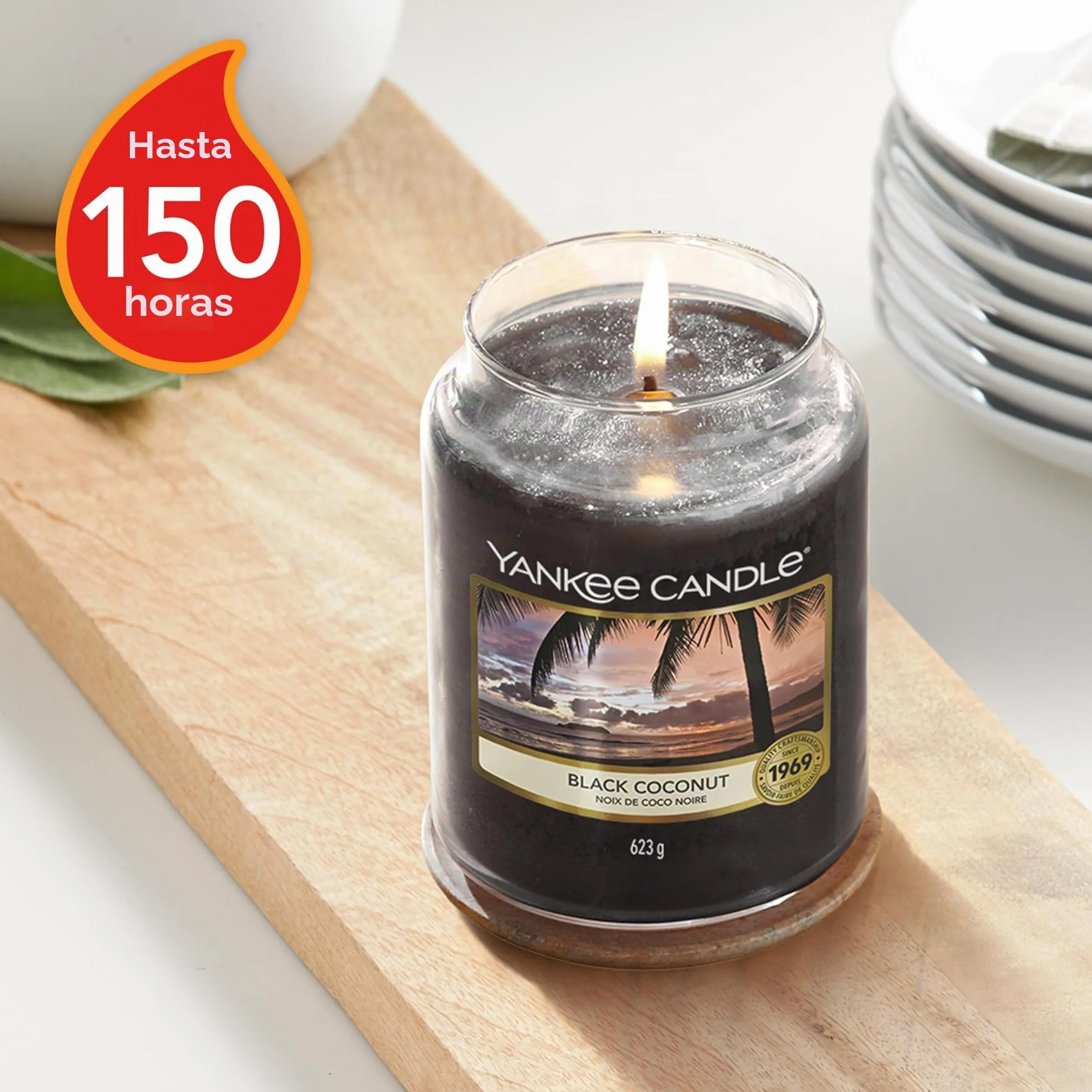Yankee Candle Black Coconut vela tarro grande larga duración hasta 150 h regalo mujer