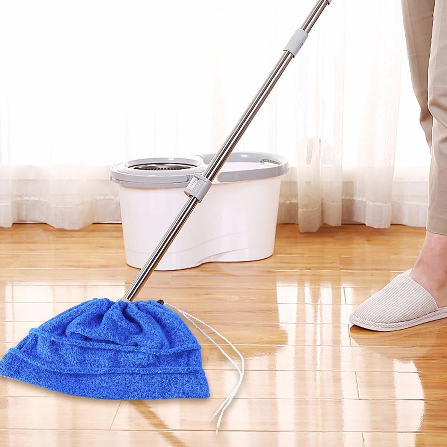 Funda Reutilizable para Fregona de Microfibra Lavable y Ajustable para Cocina