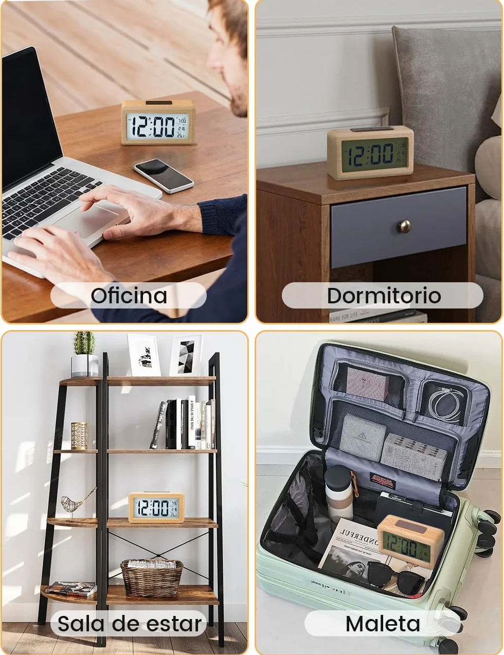 aboveClock Reloj Despertador Digital, Despertador con Pantalla LED de Temperatura, Pantalla Grande, Reloj Despertador Pilas Brillo Regulable, Función Snooze【3 × AAA Baterías Necesarias】