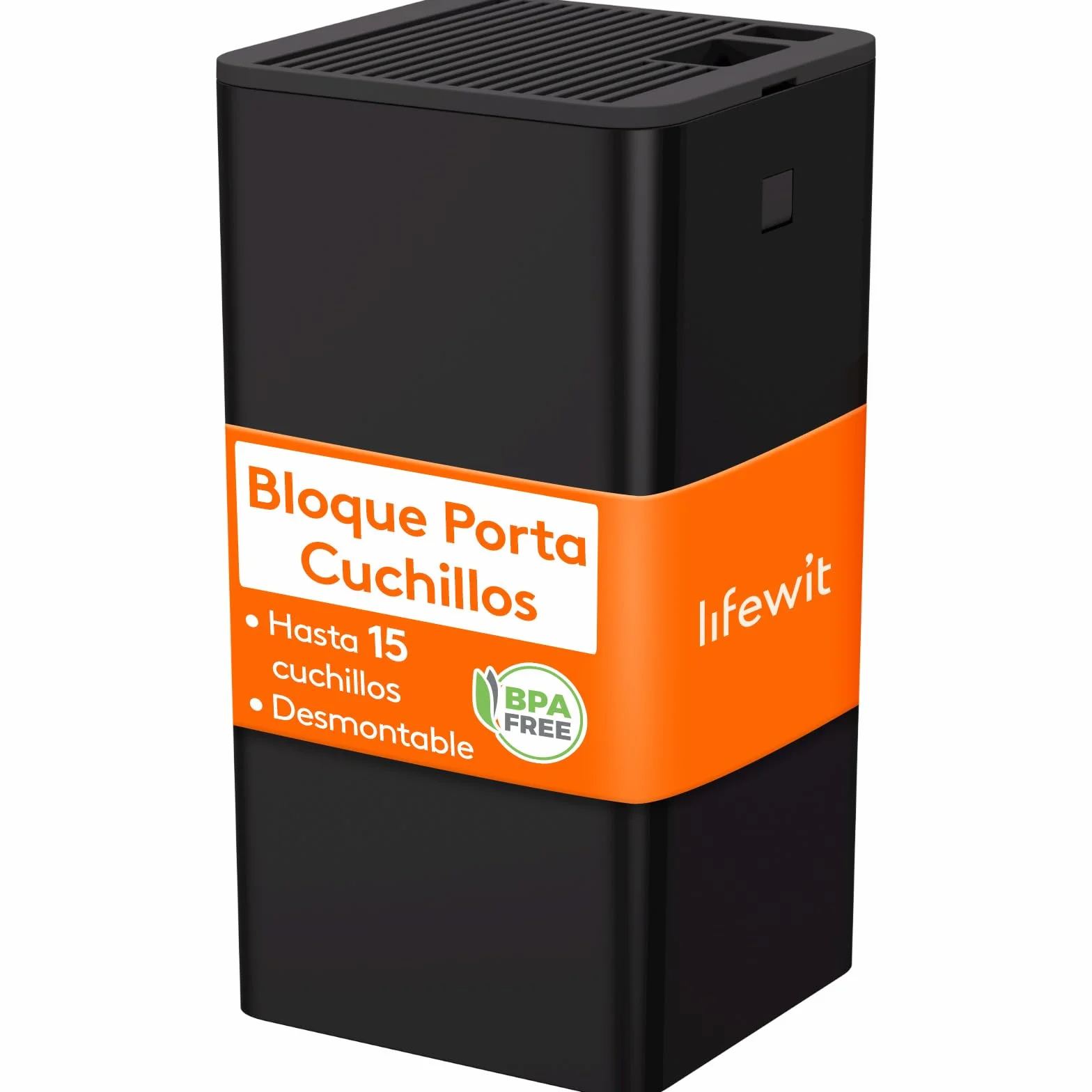 Lifewit Bloque Portacuchillos sin Cuchillos Soporte 15 Knives Ranura Tijeras Afilador Organizador Cocina Drenaje Blanco