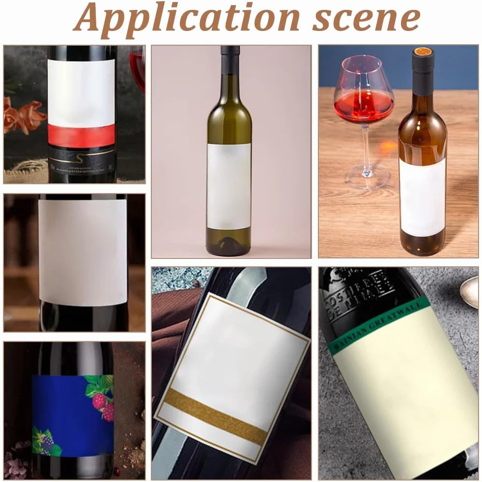 PH PandaHall 80 piezas etiquetas adhesivas para botellas de vino 9,9x12,4 cm blancas