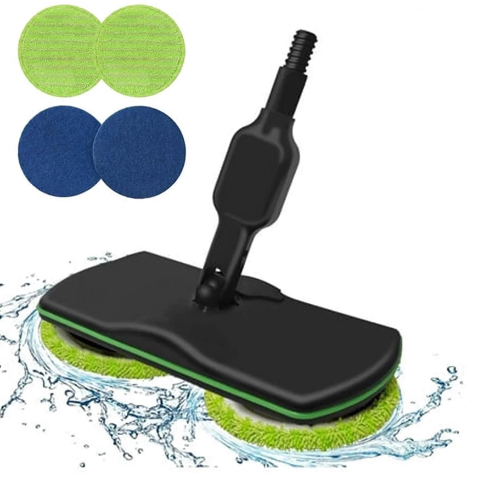 Limpiador eléctrico inalámbrico para pisos, fregona giratoria recargable para limpieza de suelos duros con 2 almohadillas de microfibra y 2 almohadillas pulidoras para superficies laminadas, de madera
