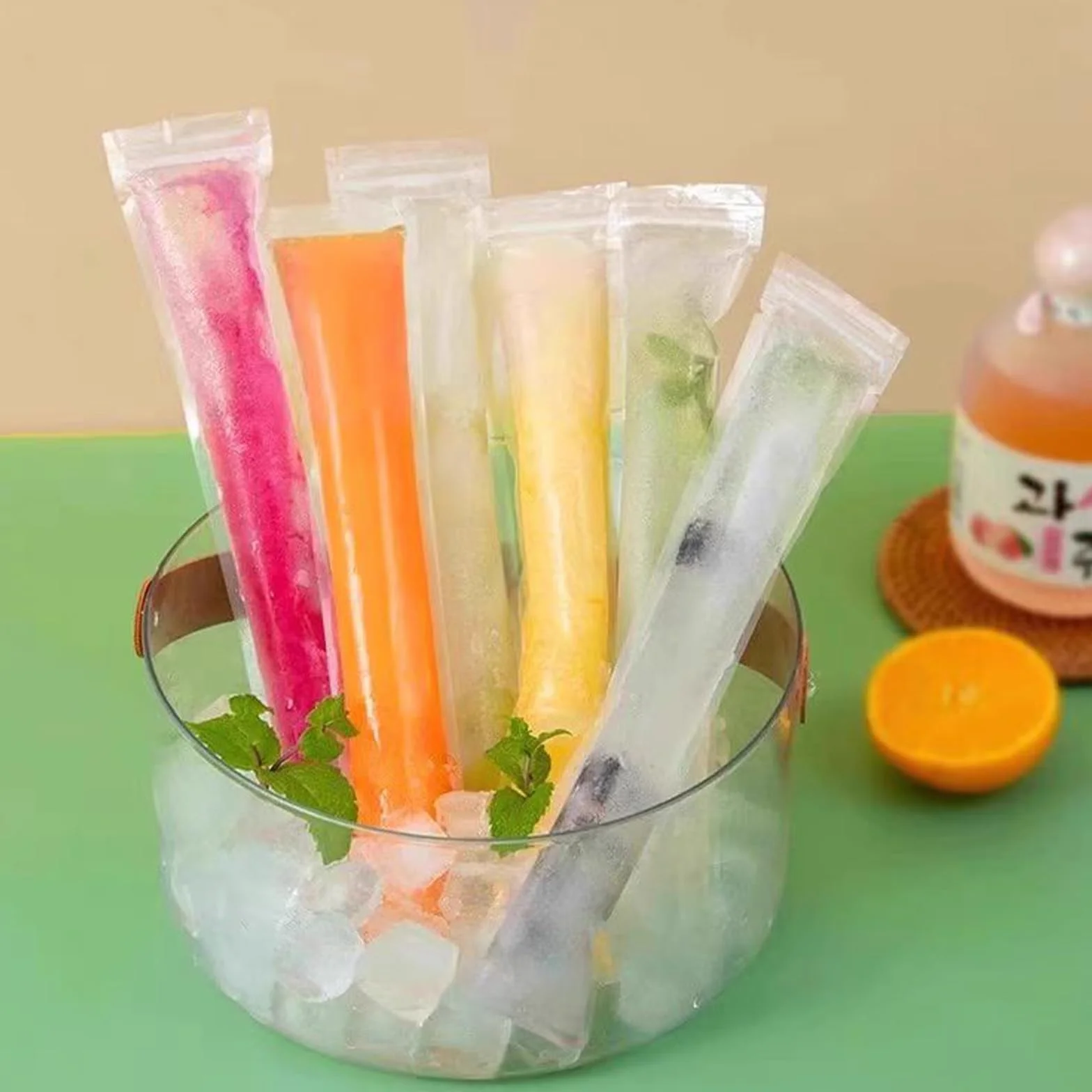 Bolsas para helados largos con embudo para moldes de hielo