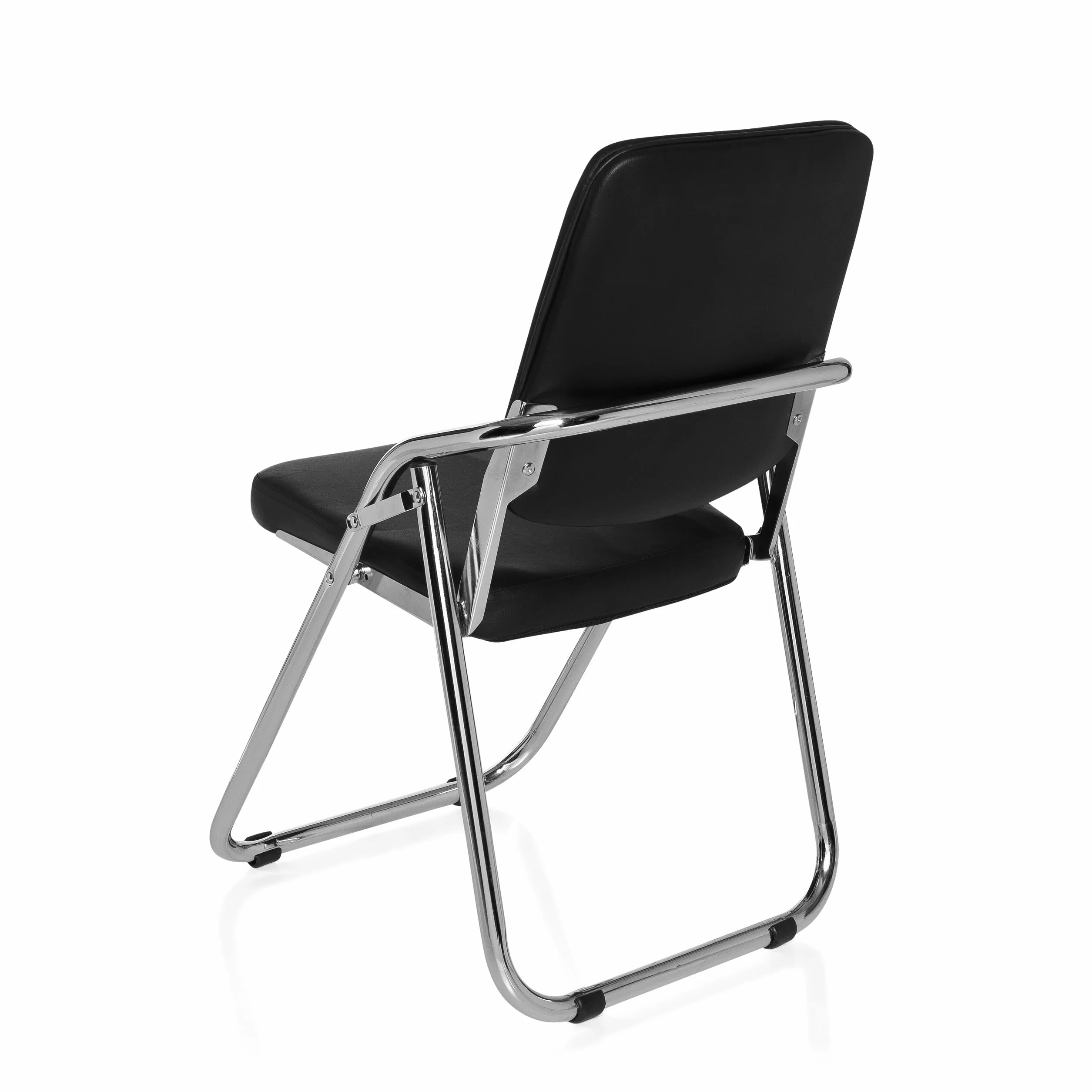 hjh OFFICE 706300 Silla de Conferencia Esto Piel sintética Negro, Silla de confidente cómoda, rebatible, Respaldo y Asiento Acolchado