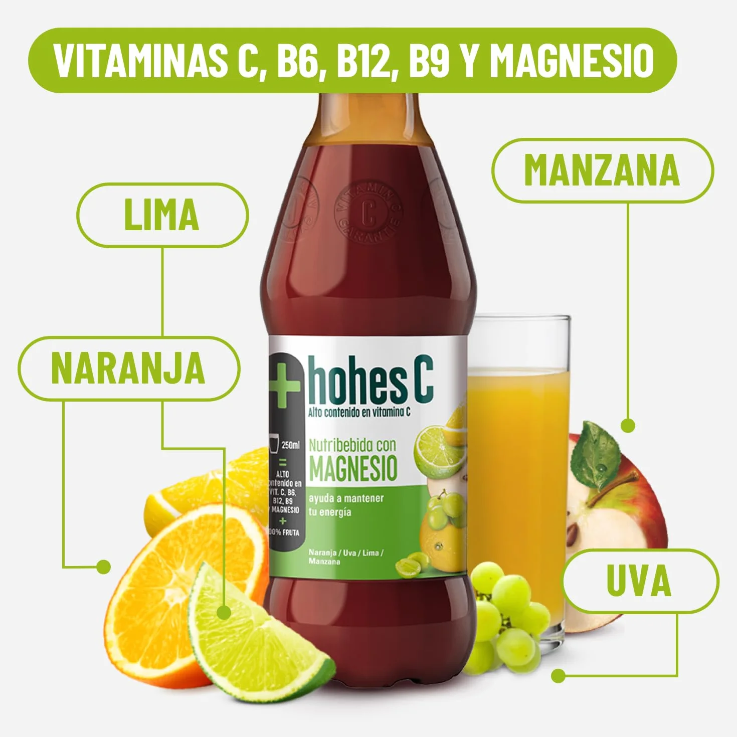 hohes C Plus Magnesio Nutribebida con Magnesio y Vitamina C Zumo 100% natural 1L