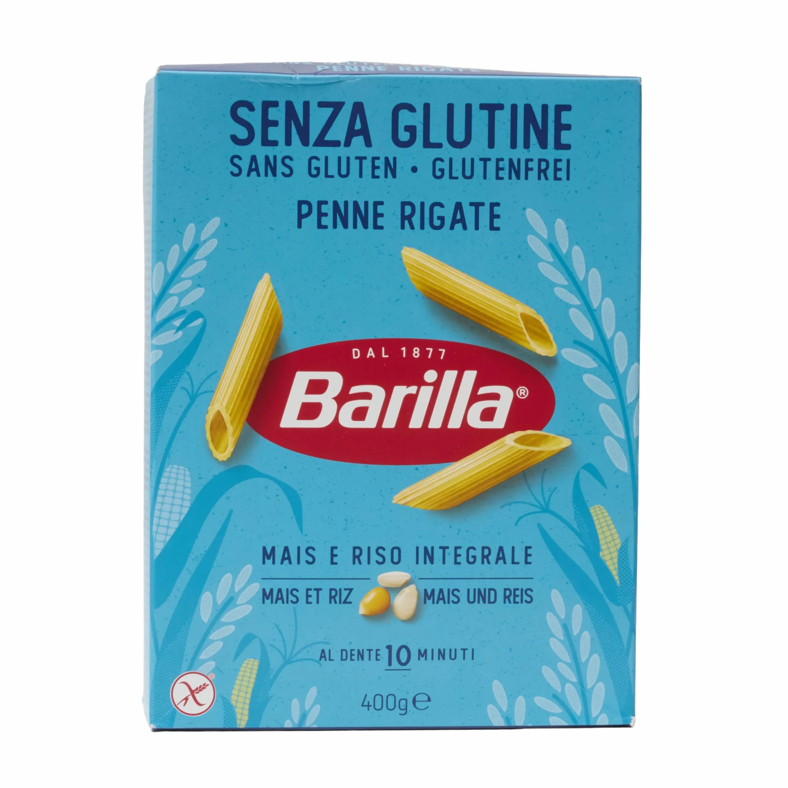 Barilla Penne Rigate sin gluten Maíz y arroz integral 400g