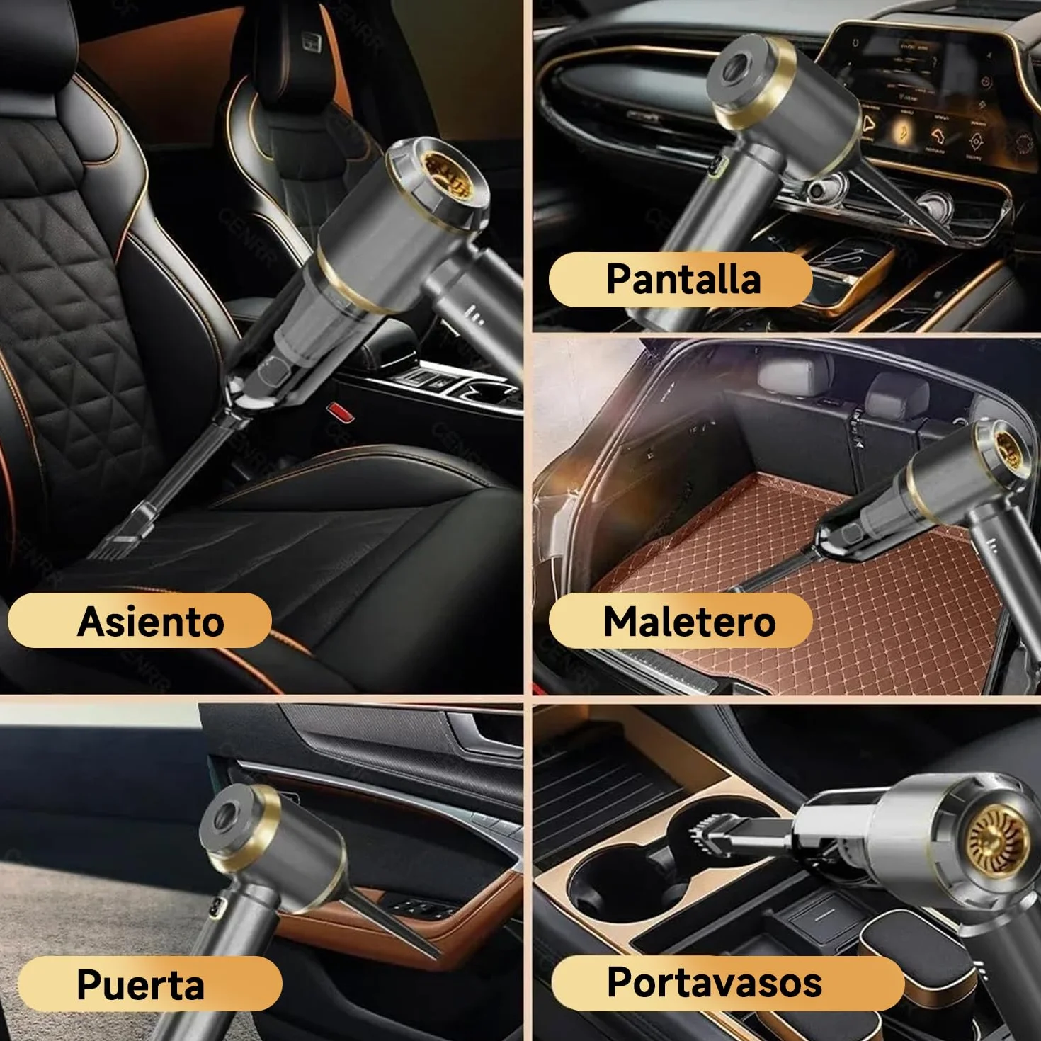 Aspirador de Mano 28000PA 4 en 1 Sin Escobillas Sin Cable para Coche Hogar