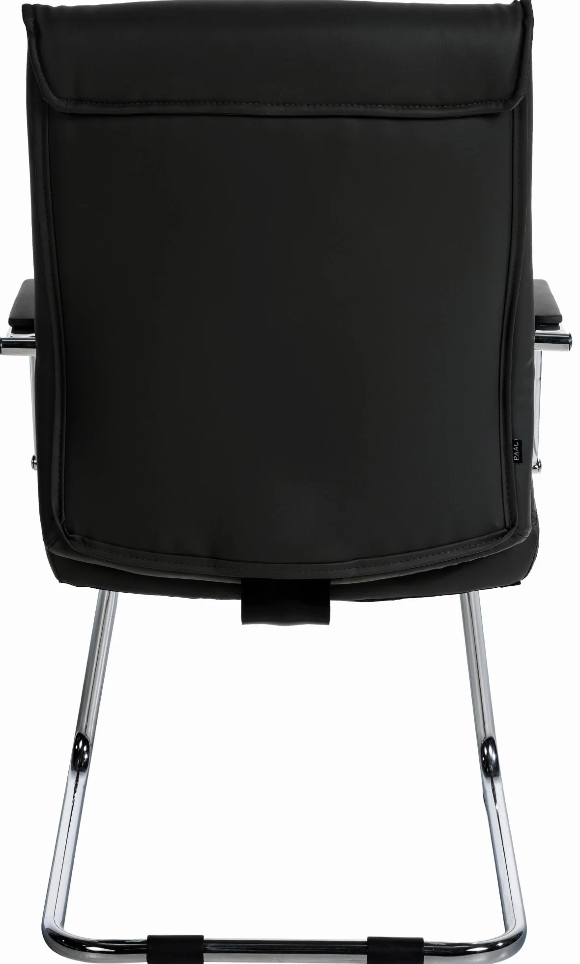 Silla Estilo Cantilever Sievert Tapizada en Cuero Sintético, Silla de Conferencias con Reposabrazos, Silla de Oficina Sin Ruedas, Negro
