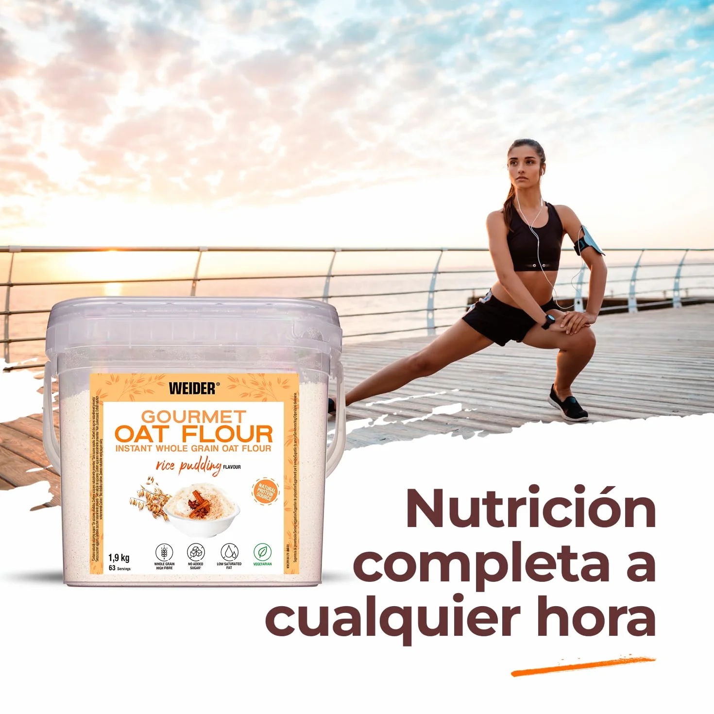 Weider Oat Gourmet Harina de Avena Integral Sabor Arroz con Leche 1,9 kg