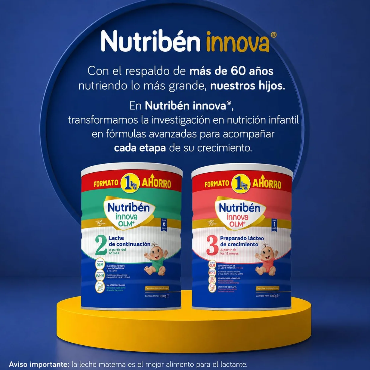 Nutribén Innova 1 Leche en Polvo Fórmula para Bebé sin Aceite de Palma con BPL1 y DHA 1 Bote 1KG