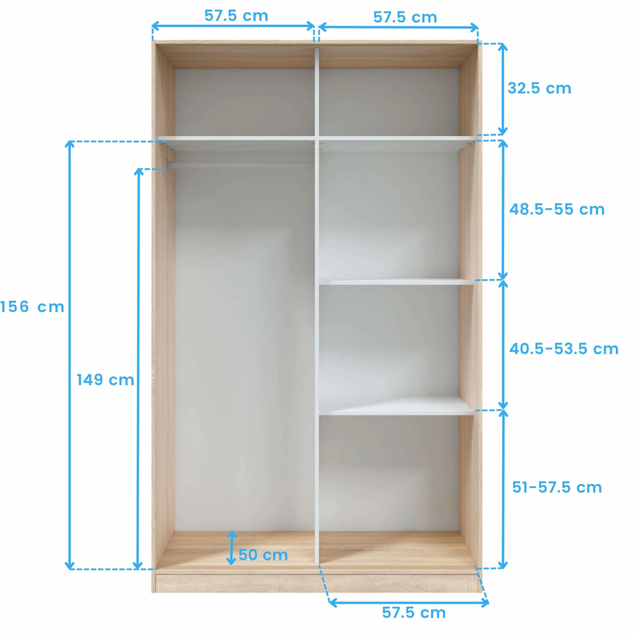 Miroytengo Pack Dormitorio Completo Alaya Color Blanco Y Roble para Camas 150 cm (Cama+cabecero+2 Mesitas+Armario+sinfonier)