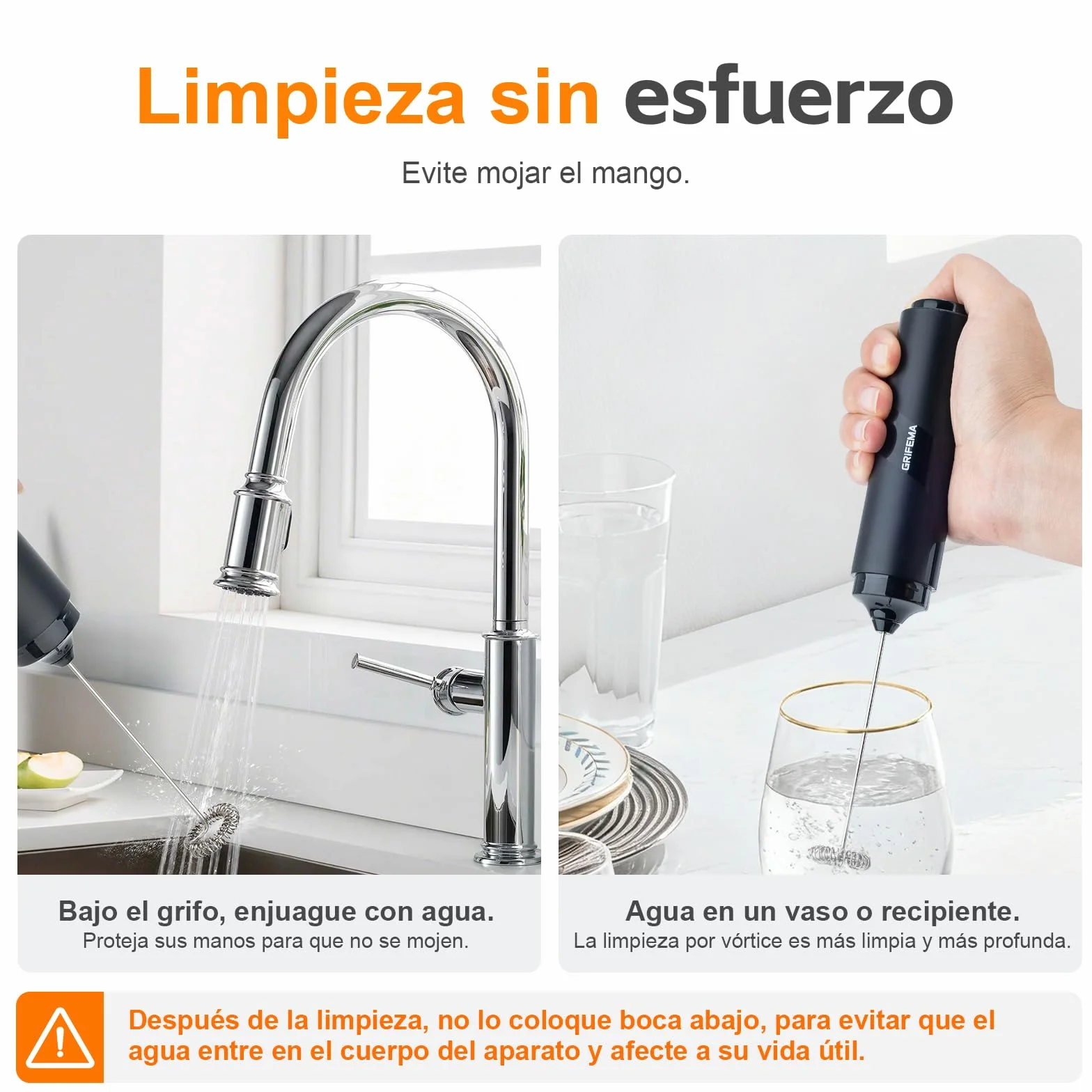 GRIFEMA Batidora Espumador Leche Eléctrica 13000 RPM, Portátil para Cappuccino, Café, Matcha