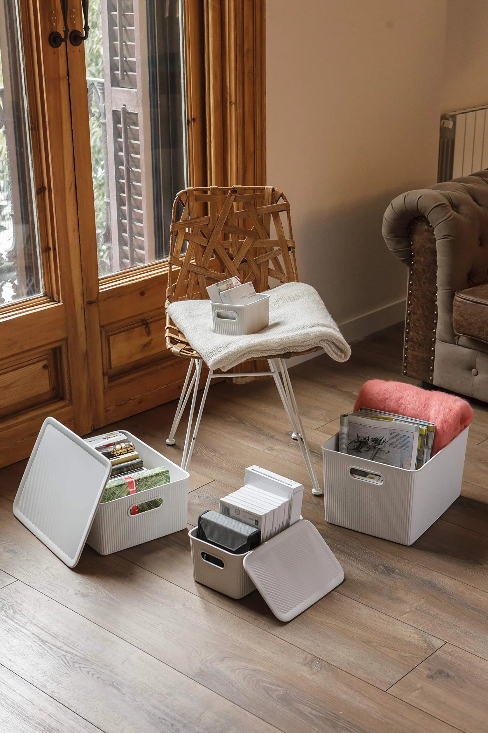 Tatay Cesta Almacenaje Plastico 22 L Baobab Caja Organizadora Asas Integradas Plástico Reciclado Libre de BPA 29,4x38,5x23 cm Blanco