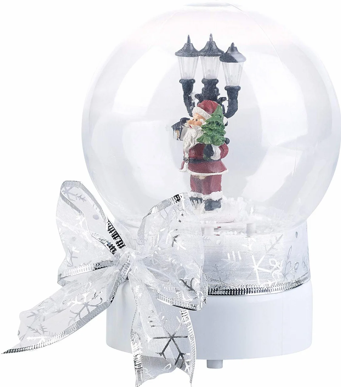 Infactory Globos de Nieve de Navidad - Bola: Globo de Nieve con Papá Noel Cantando, Mini farola de Calle con Leds, Activa luz, Sonido y torbellino de Nieve al Tocar (Esfera Cristal, Globo música)