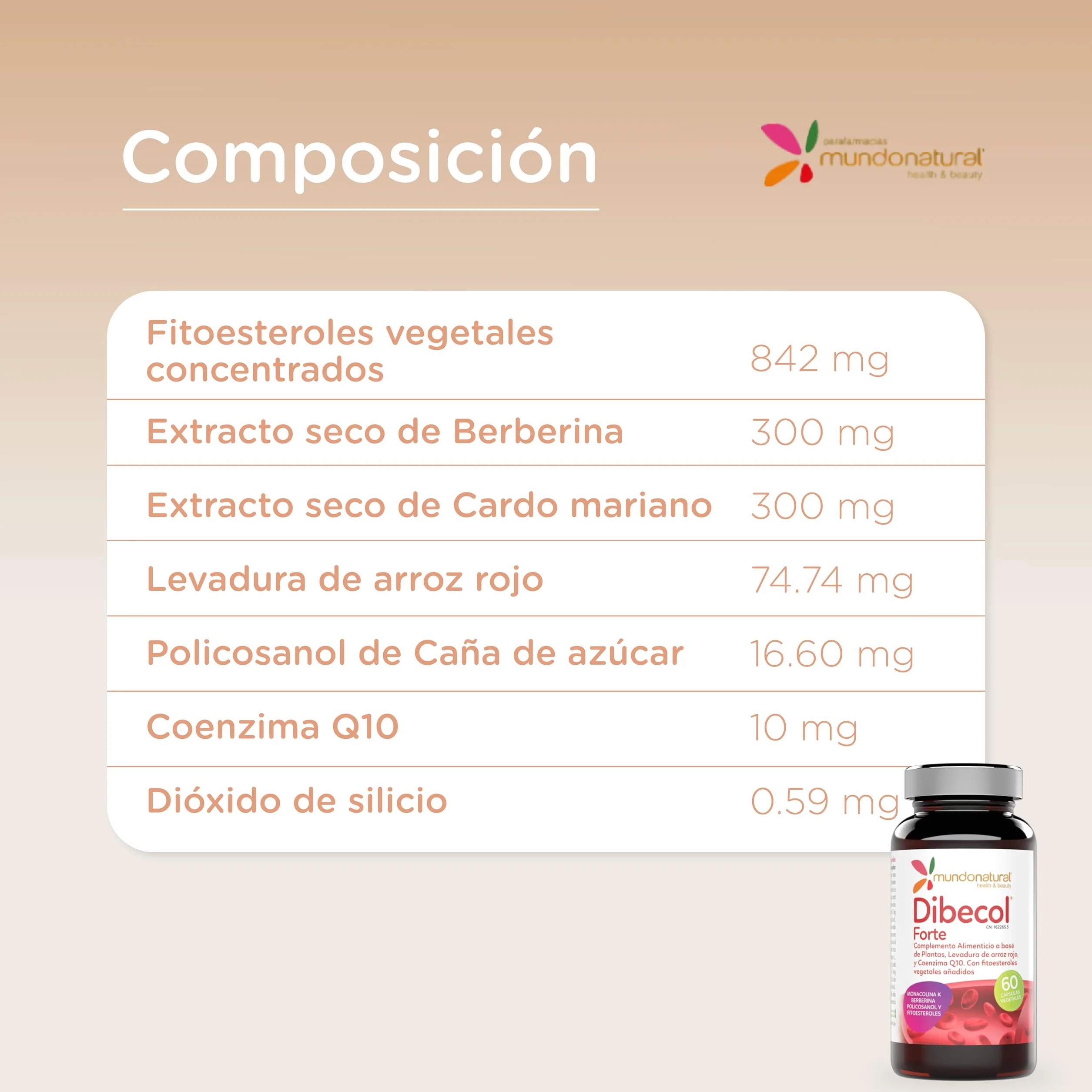 Dibecol Forte Levadura de Arroz Rojo Colesterol Capsulas 60 cápsulas