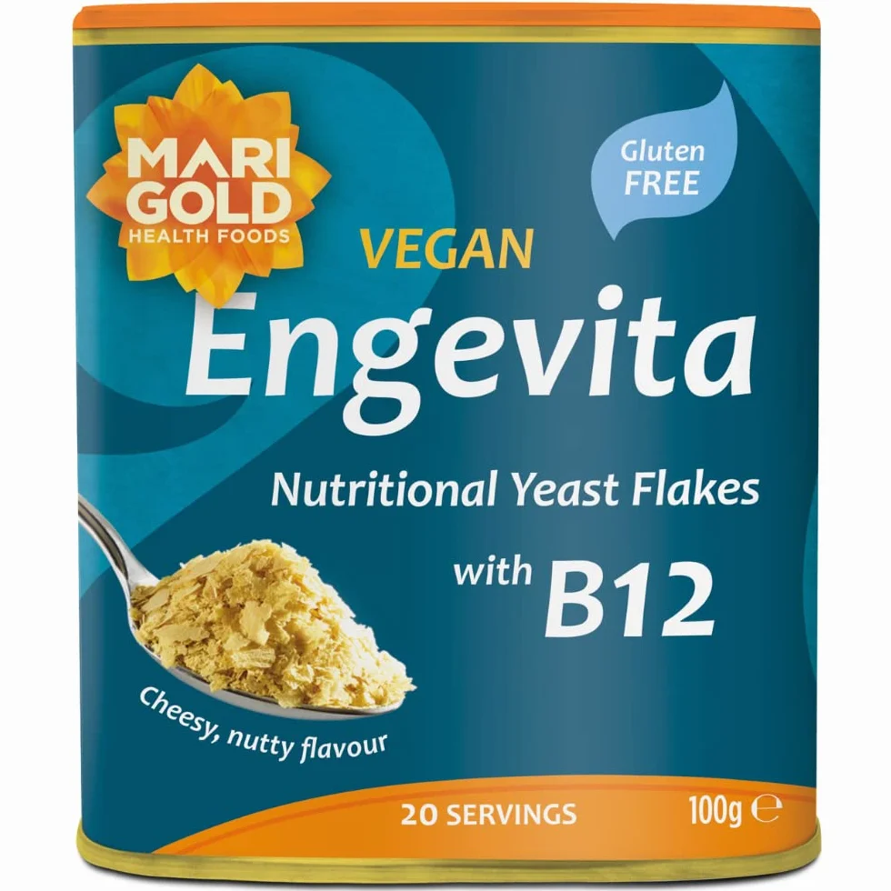 Engevita Copos de Levadura Nutricional Vegana con Vitamina B12, 100 g Paquete de 3