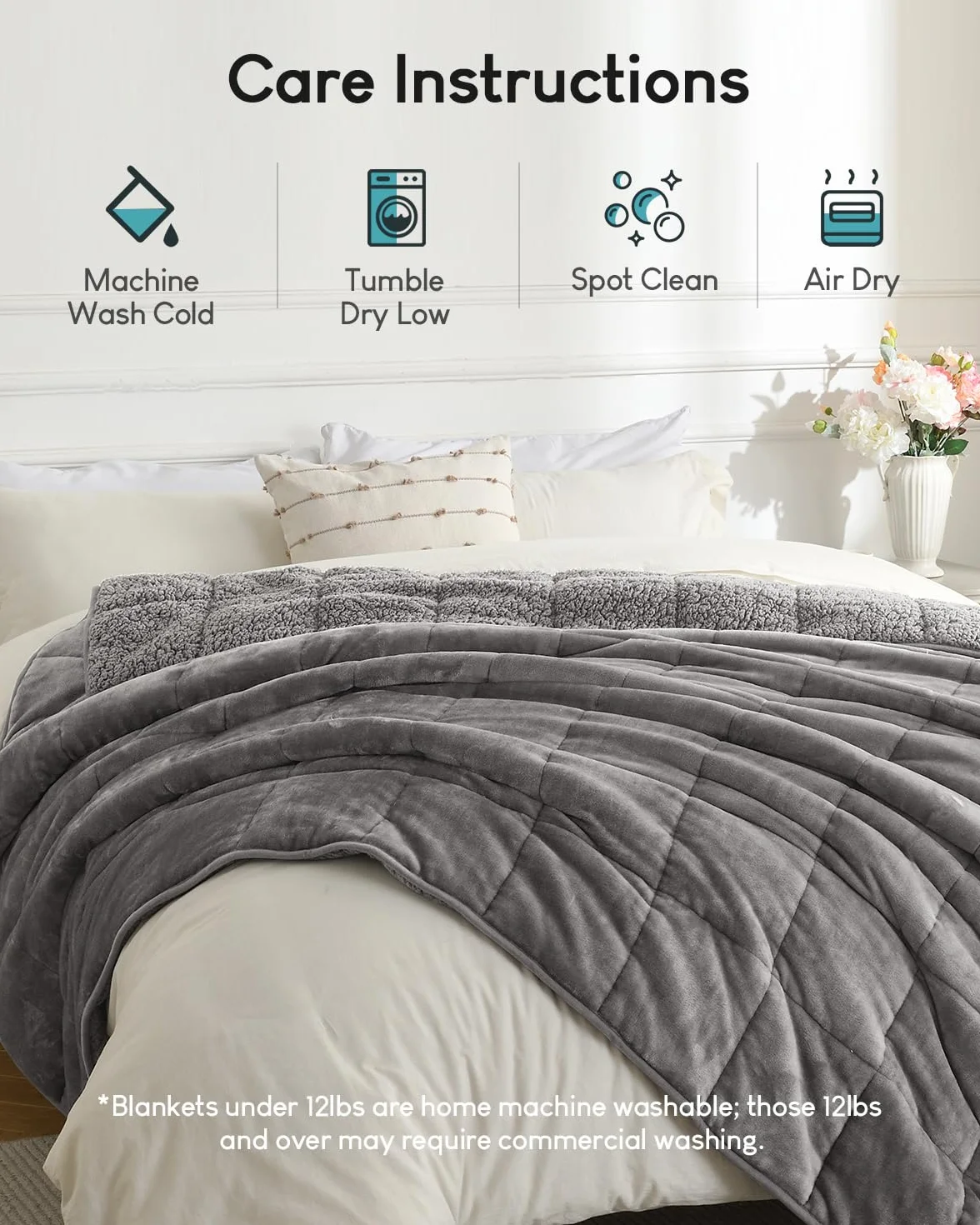 Cottonblue Manta con peso de 150 cm x 200 cm, 7 kg para Queen Ded, ultra suave, acogedora y cómoda, manta de sherpa para relajarse y dormir, manta de cama pesada con cuentas de cemárico, 60 x 80