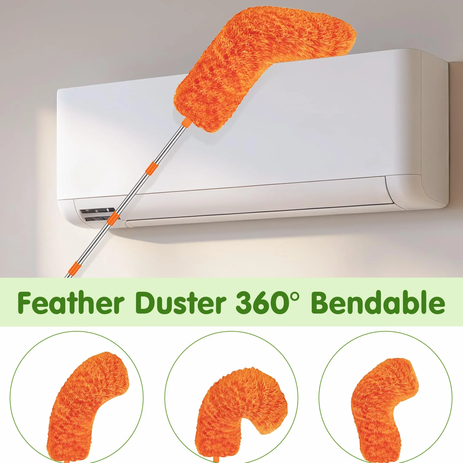 4 Piezas Plumero Atrapapolvo, Plumero Telescopico Extensible 43-430 cm, Plumero Extensible para Limpieza Ventiladores Techo Alto, Telarañas, Persianas, Ventanas