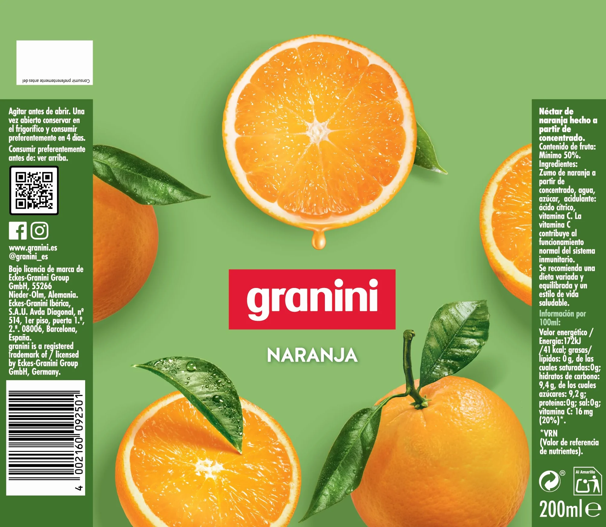 Granini Néctar de Naranja 10 Packs de 3 x 0,20L