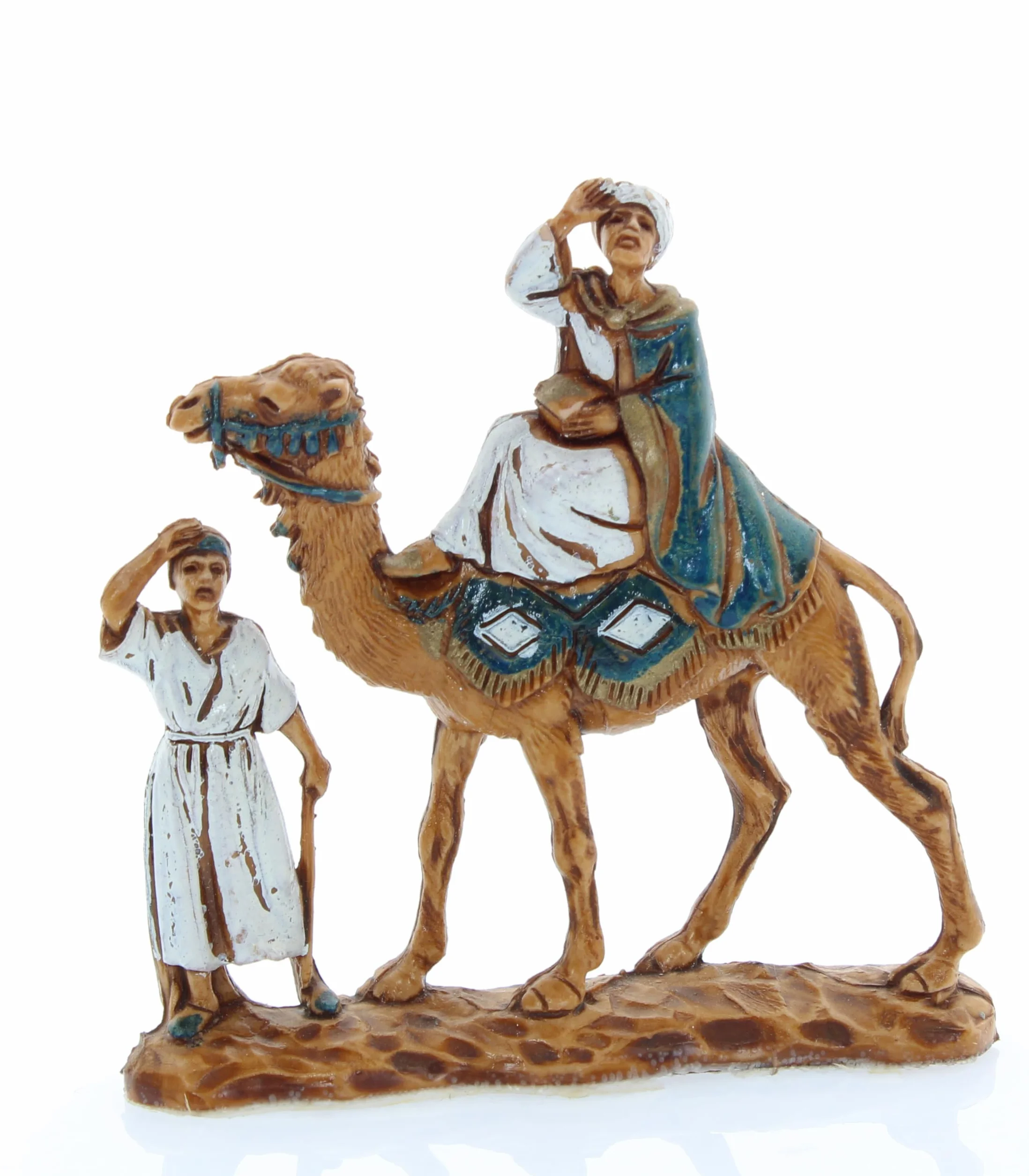 Moranduzzo Trío de Reyes Magos en Camello Apto para Belén de 3,5 cm Escala 1:50 – Micro 3,5 – Figura Indestructible, Estilo Siglo XVIII, Acabada a Mano, Escultor M. Landi