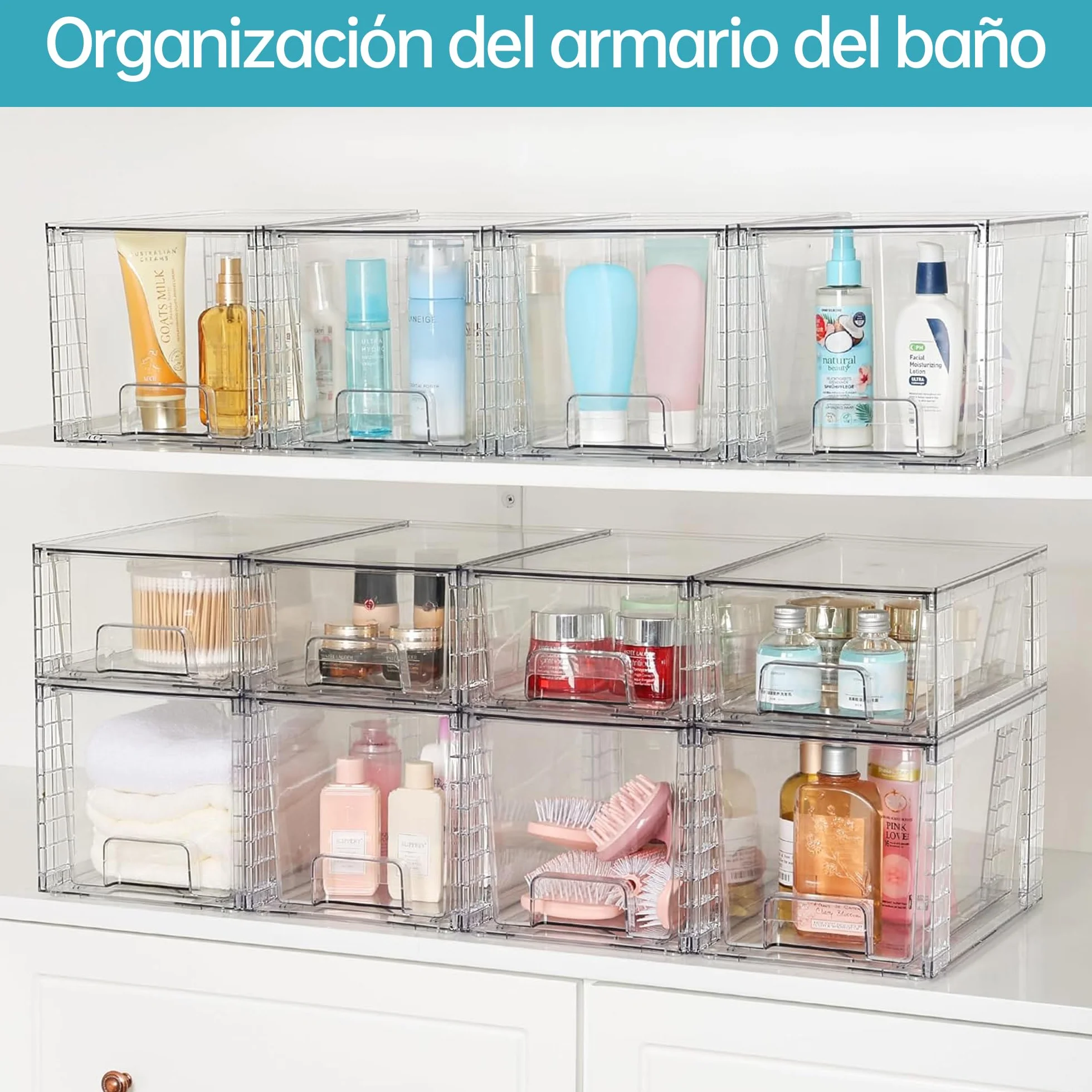 Vtopmart Paquete de 4 cajones apilables de almacenamiento de acrílico para armarios