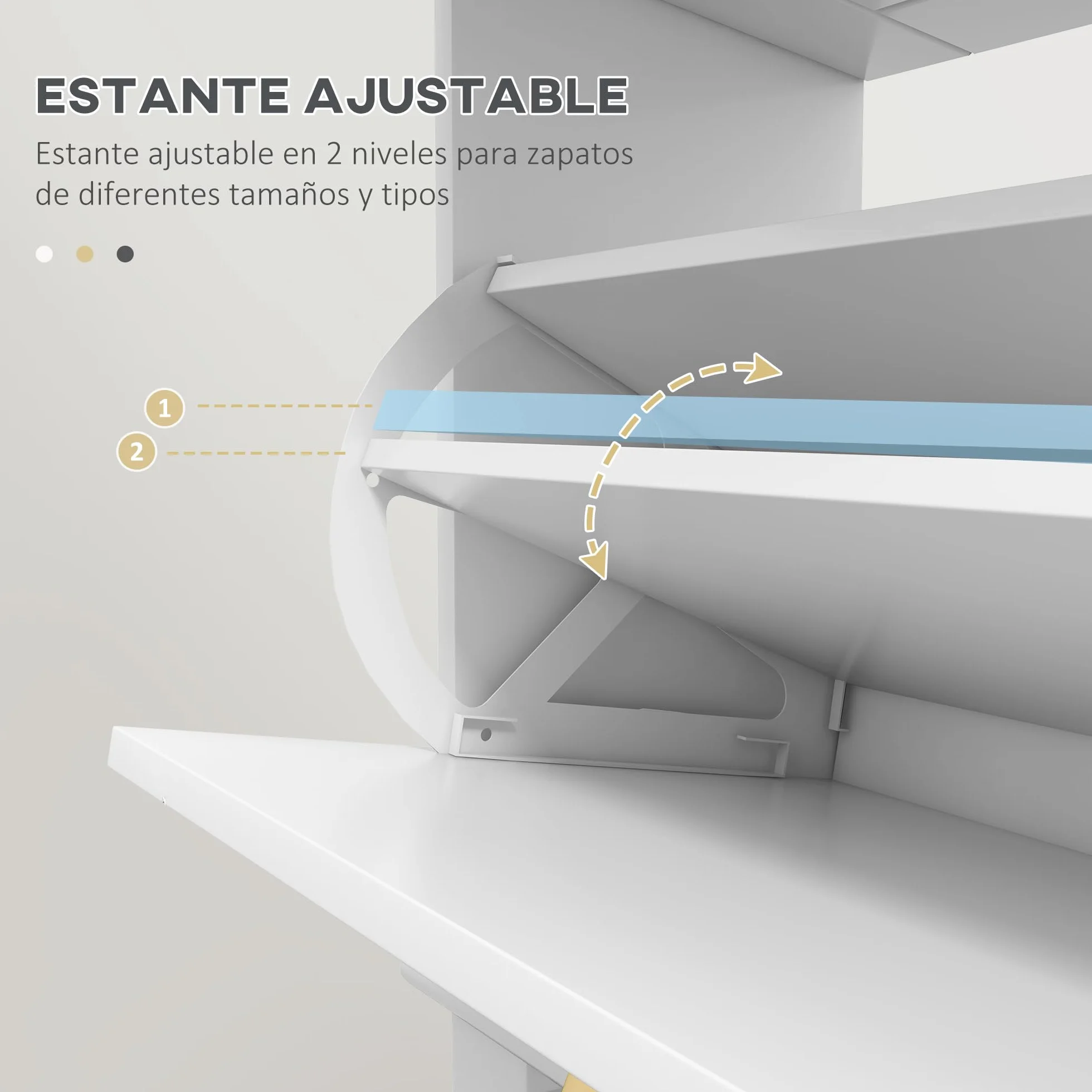 HOMCOM Mueble Zapatero Estrecho Zapatero Entrada Recibidor con 2 Cajones Abatibles y 1 Cajón Extraíble para 8 Pares de Zapatos para Pasillo 60x23,5x98,5 cm Blanco