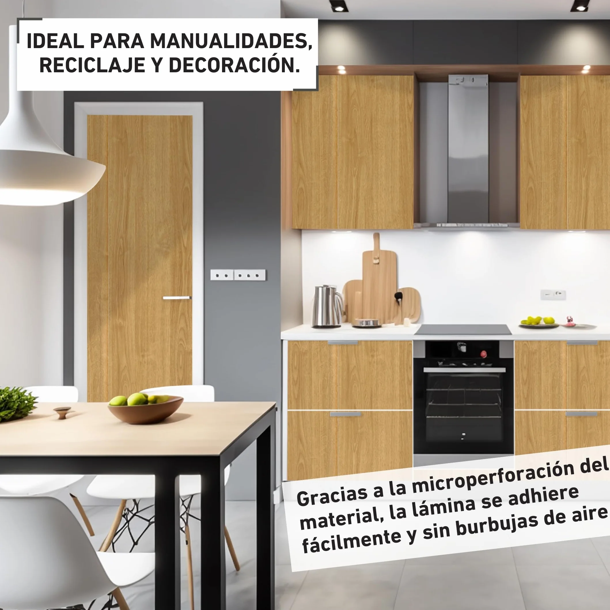 Venilia Lámina adhesiva Perfect Fix, Madera Roble claro, 67,5cm x 2m, Espesor 150μ, Vinilo autoadhesivo para muebles o cocina, decorativas papel pintado pared, PVC sin ftalatos, Fabricado en UE