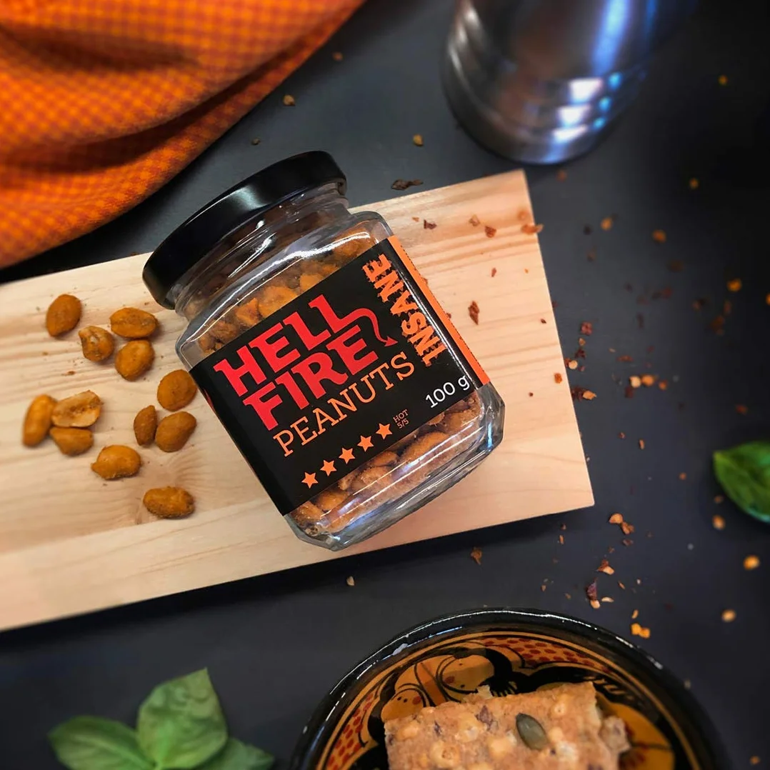 I LOVE SPICY Hellfire Peanuts 100g Cacahuetes Picantes con Chile Carolina Reaper