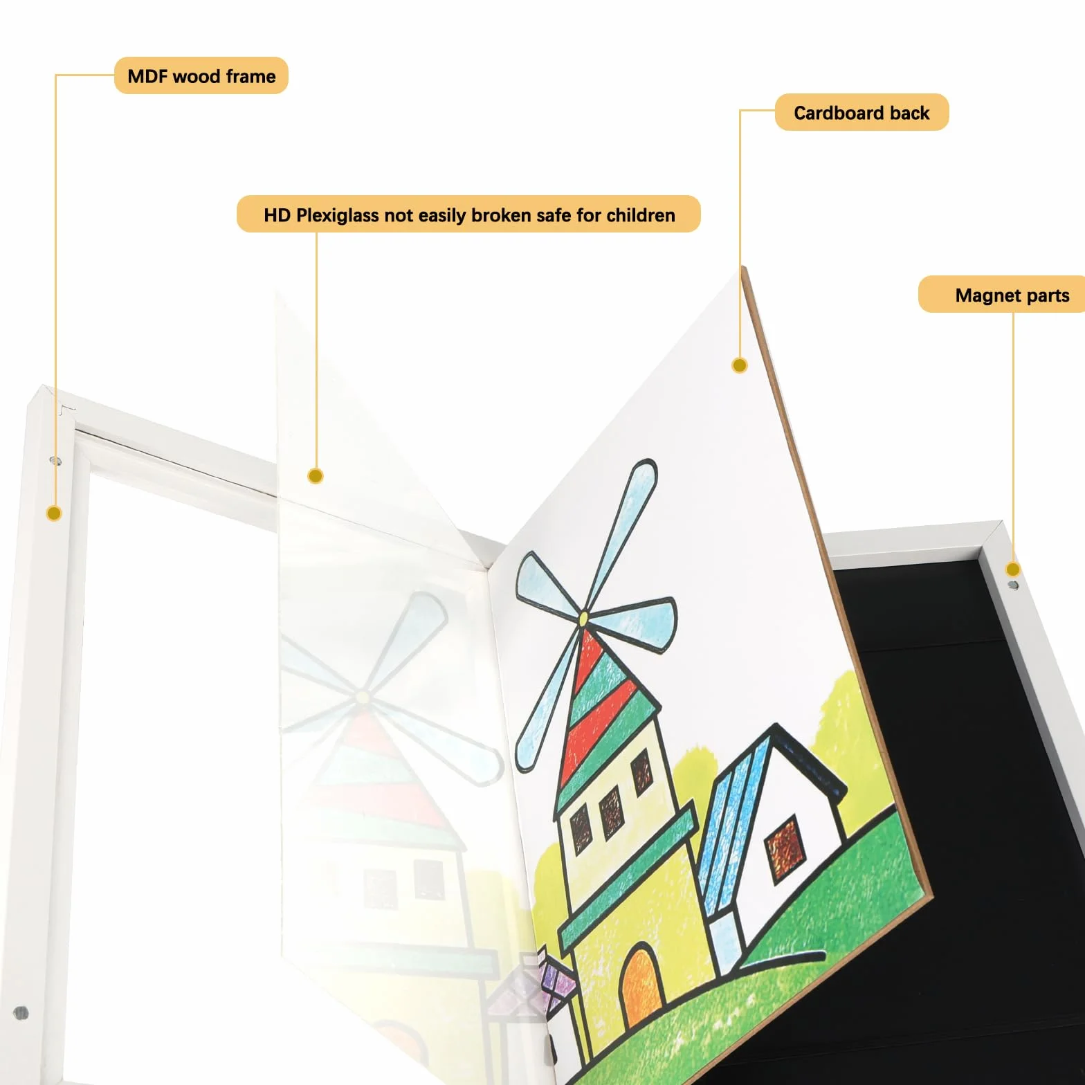 Giftgarden Marco Para Dibujos Niños A4, Blanco Infantiles Cuadro Escuelas Familias Oficinas
