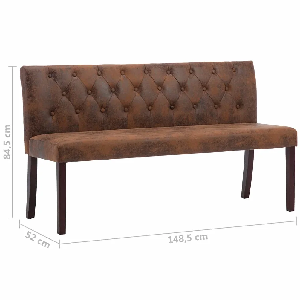 vidaXL Banco Sofás Recepción Sillas Asiento Muebles Decoración de Entrada Hogar Porche Recibidor Oficina de Piel de Ante Artificial Marrón