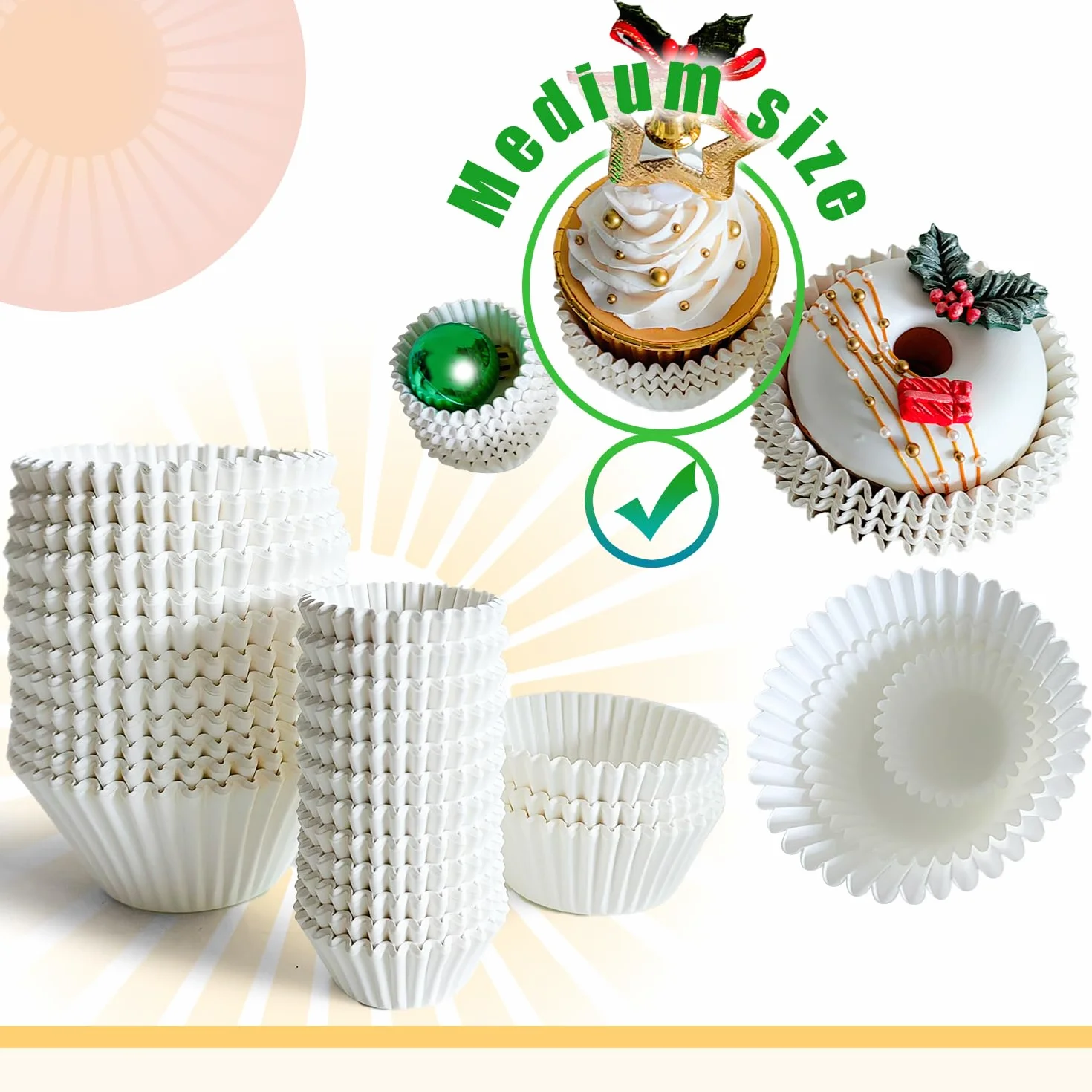 Gcardist 500 moldes blancos para magdalenas y cupcakes, inodoros, calidad alimentaria (tamaño estándar)