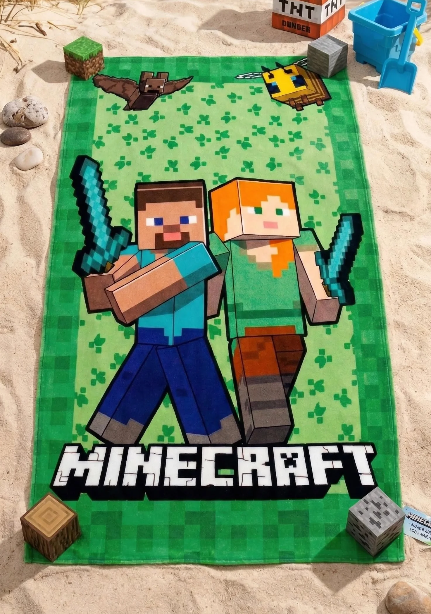 Toalla de playa infantil Minecraft Fan Microfibra poliéster colores vivos verano