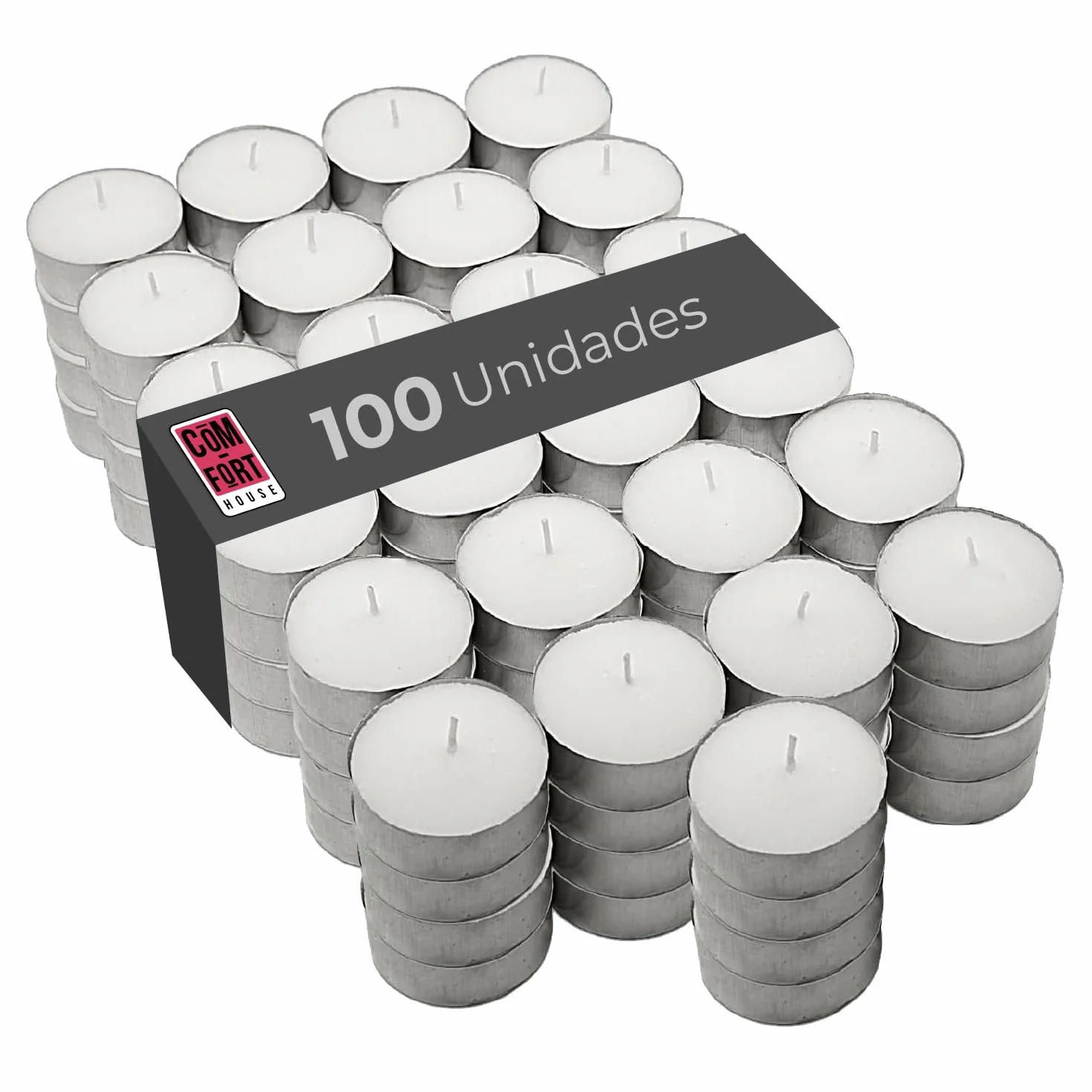 Velas de Té Blancas Pack 100 Unidades 8 Horas Duración Sin Perfume Decorativas