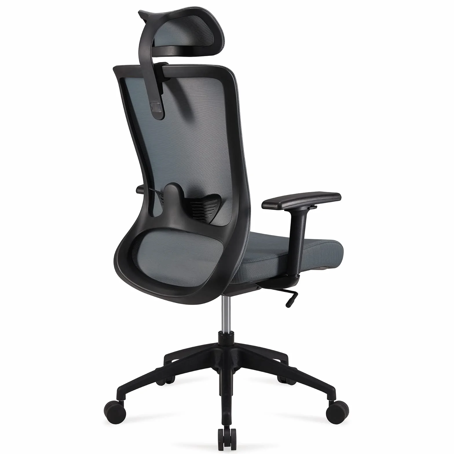 Amazon Basics Silla ejecutiva ergonómica, respaldo alto, silla de escritorio, silla de oficina, reposacabezas ajustable, reposabrazos y soporte lumbar, 63 x 59,5 x 124 cm, gris