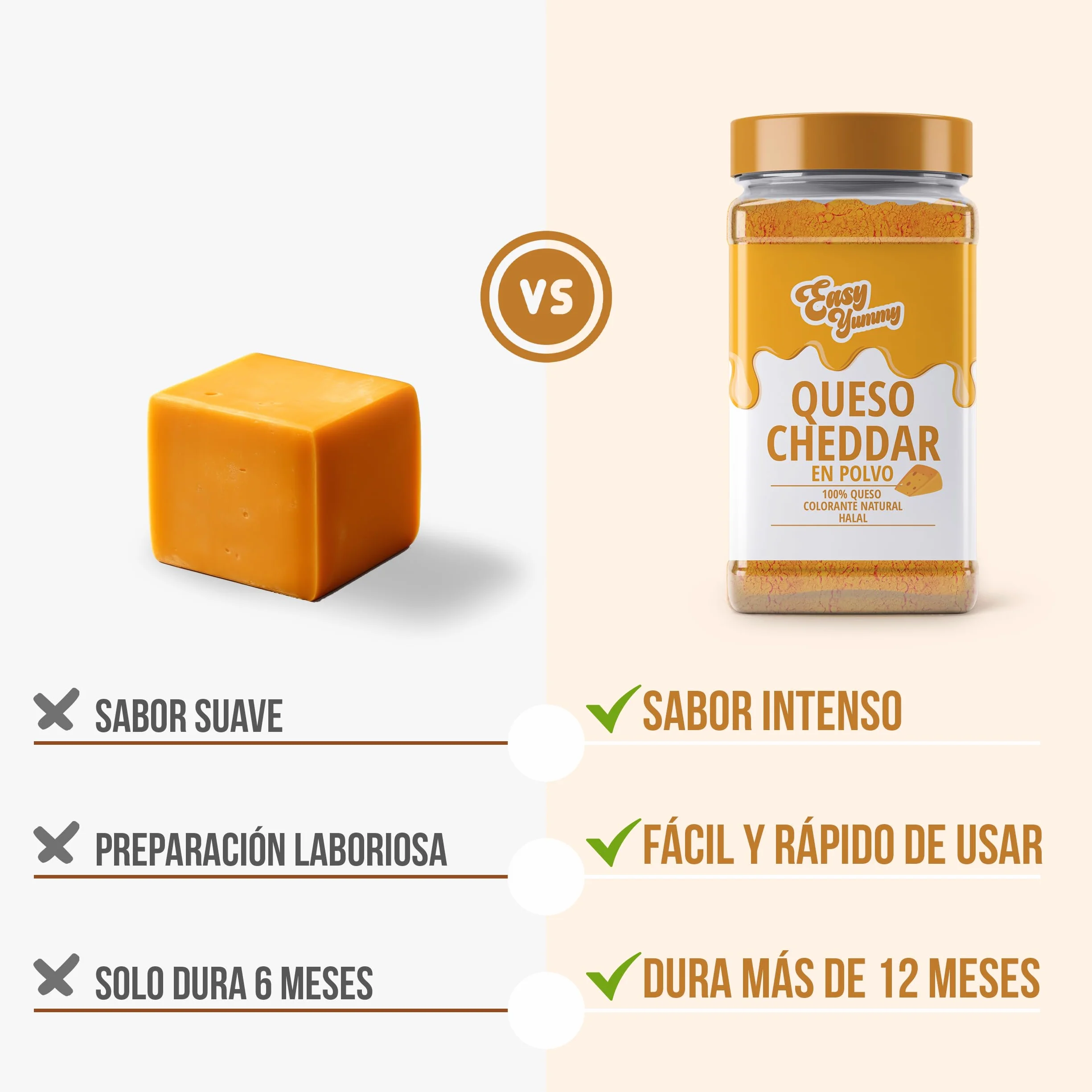 Polvo de Queso Cheddar 300g – Sabor de Queso Instantáneo, Siempre Listo, Sin Frigorífico, Elaborado en Europa con Queso Real