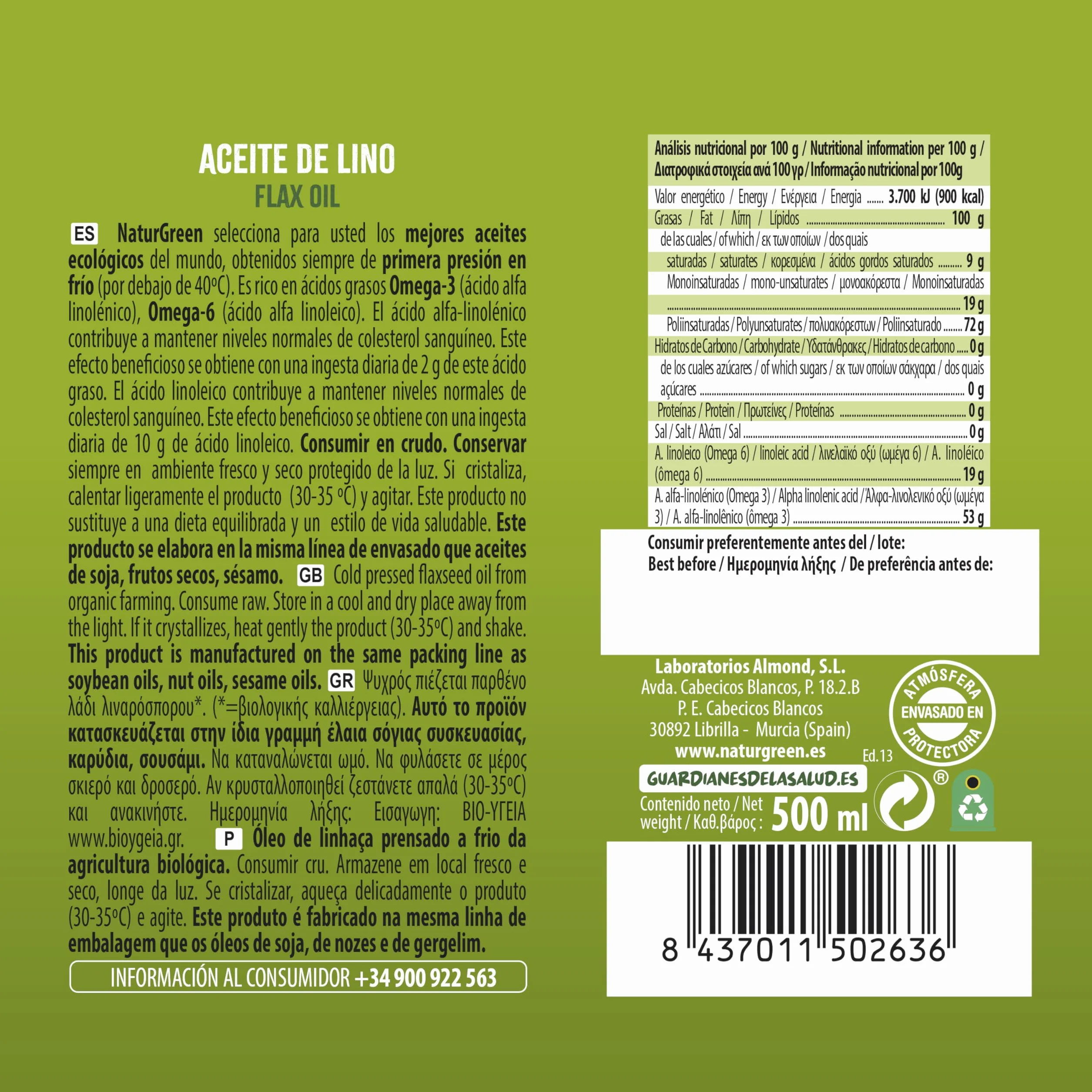 NaturGreen Aceite de Lino 500ml