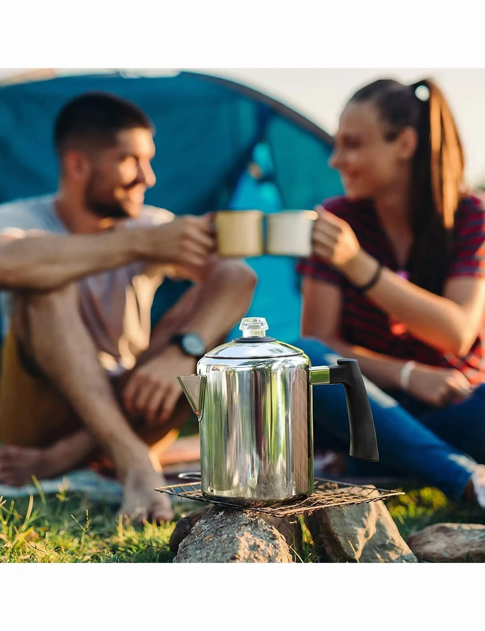KFO Cafetera Percolador Acero Inoxidable 304 9 Tazas para Acampar