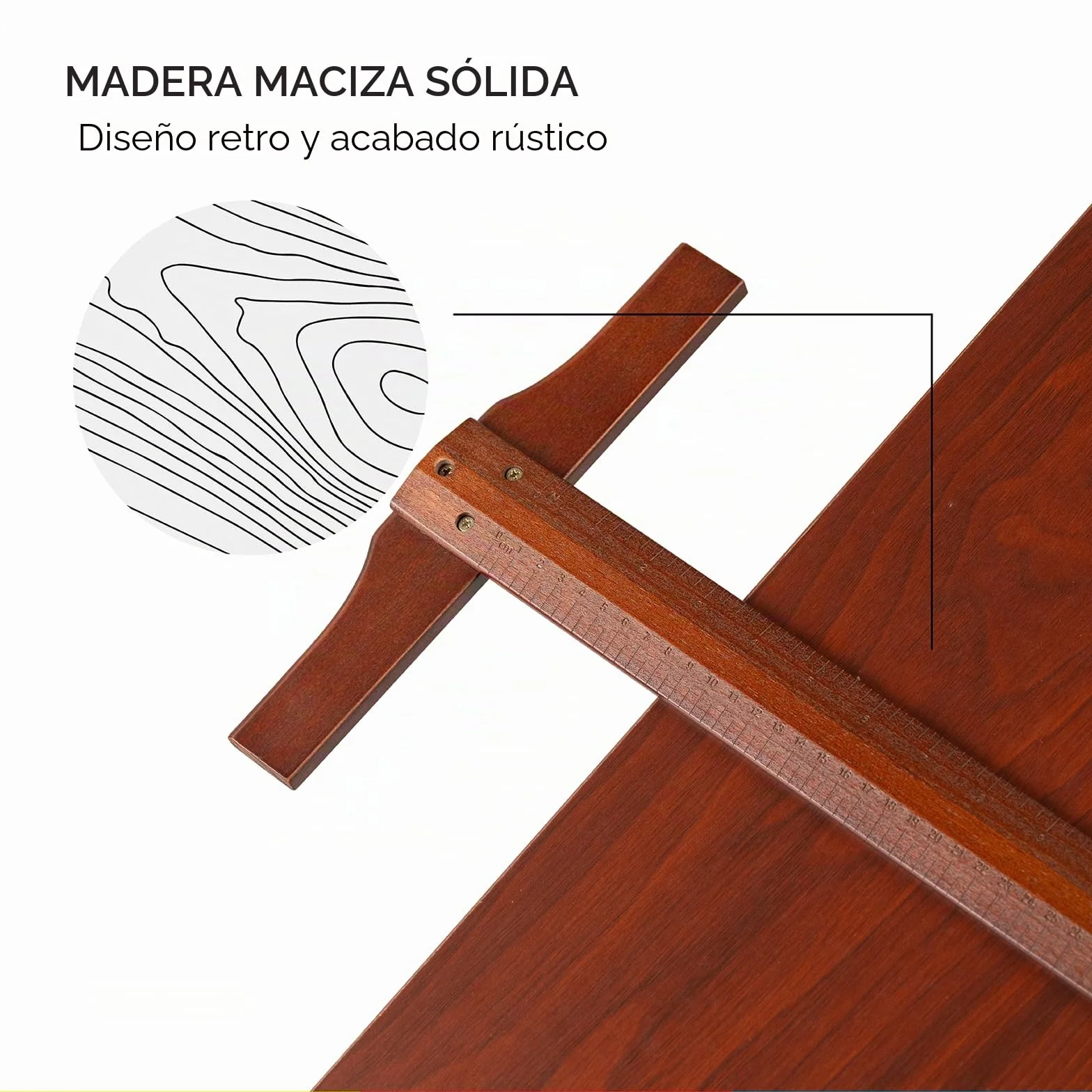 Mesa de Dibujo de Madera Ajustable 90 x 60 cm con Taburete para Artistas