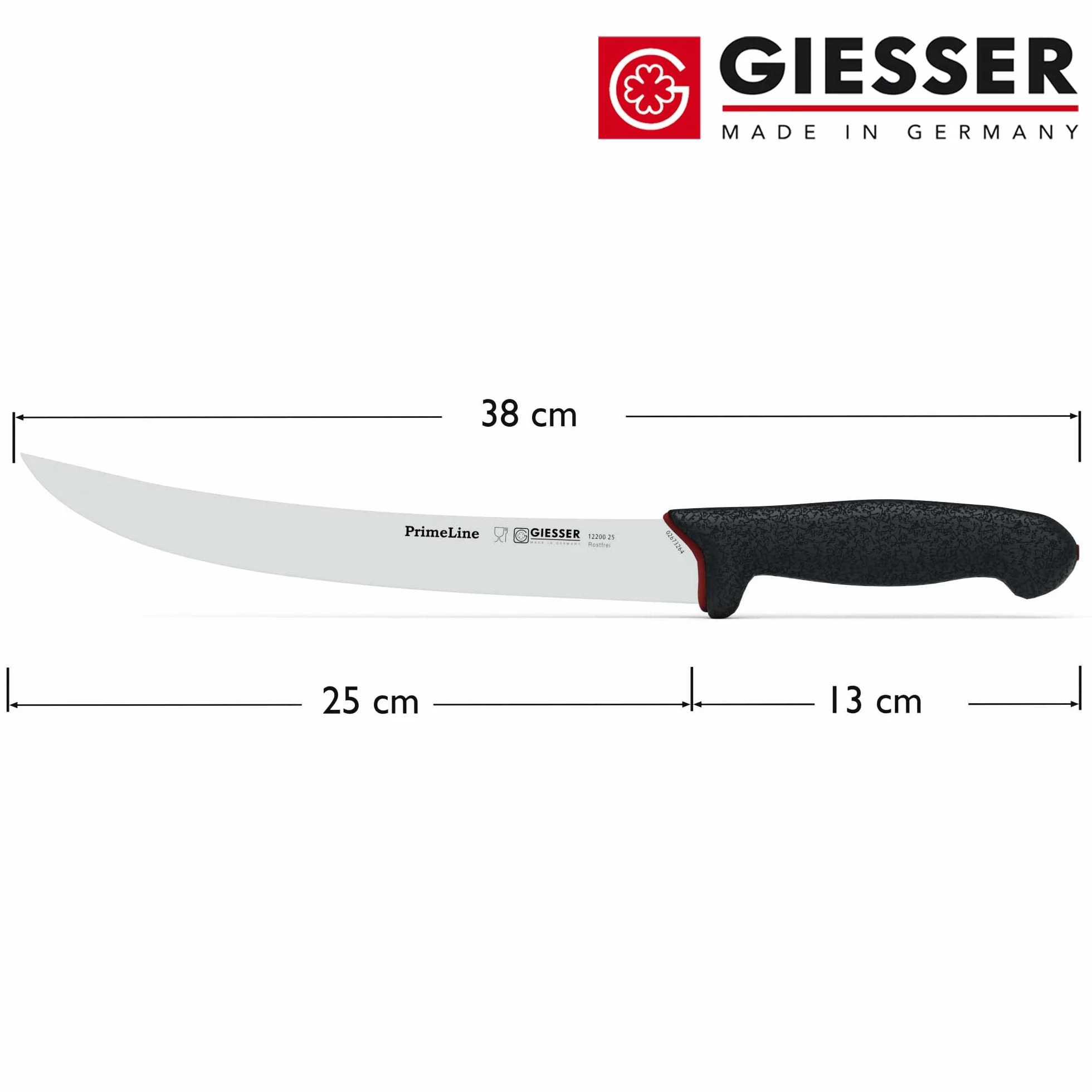GIESSER Since 1776 - Made in Germany - Cuchillo de Corte con Mango Antideslizante PrimeLine, Negro, Cuchillo de pelar Afilado, Apto para el lavavajillas, Acero Inoxidable