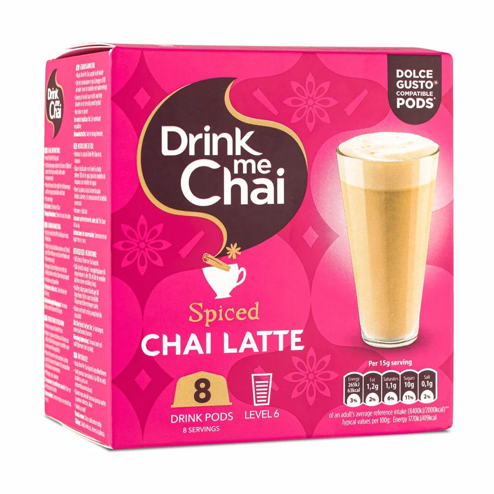 Drink Me Chai Chai Latte Especias Cápsulas Dolce Gusto 8 Cápsulas x 5 Cajas 40 Porciones