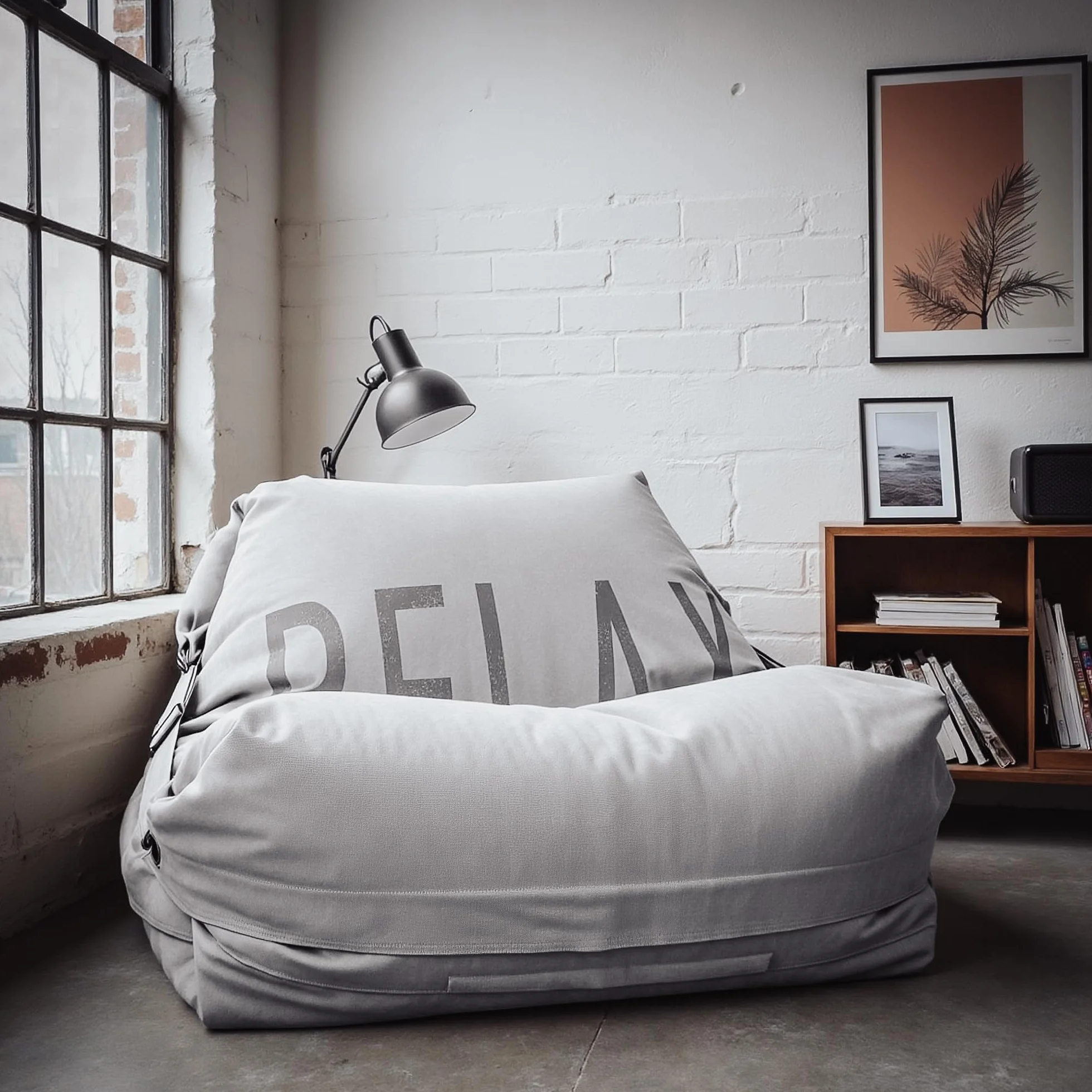 Aiire Sillón Puff Gigante de Diseño - [180x140] Sofa Puf con Relleno Incluido XXL - Bean Bag Chair Salon para Jóvenes y Adultos Moderno - Lavable y Desenfundable - Cojin de Suelo Grande Pause Gris