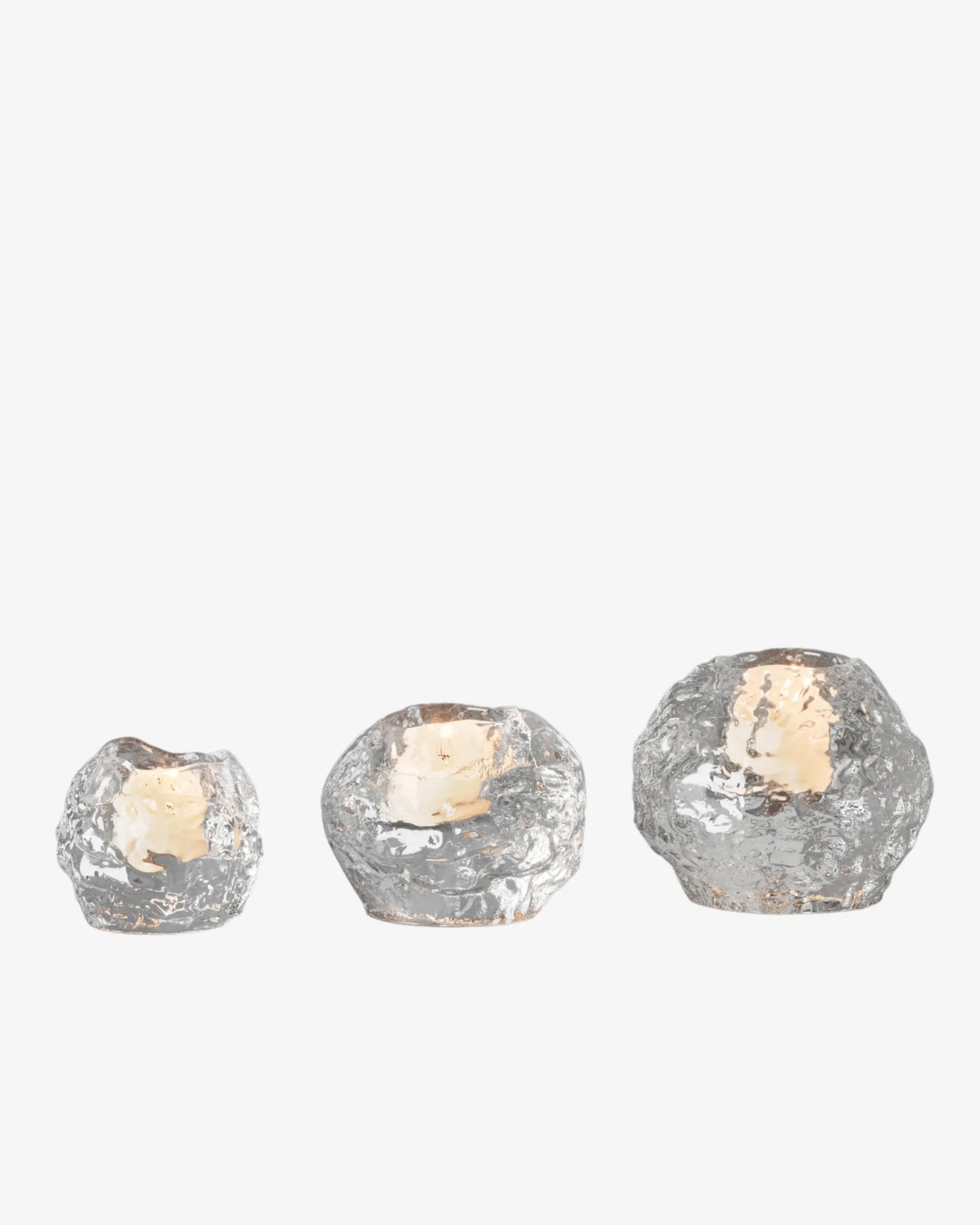 Kosta Boda Snowball Votive, Juego de 3, Transparente, S: 6 cm, m: 7 cm, L: 8,9 cm