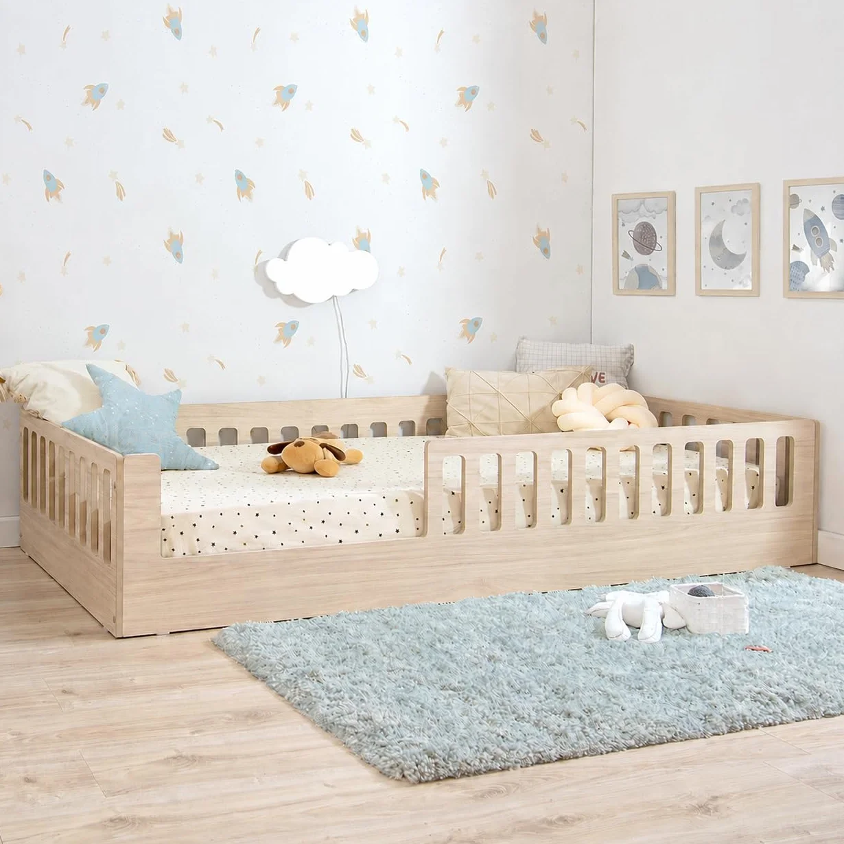Bainba Cama Montessori BARROTES Creta 90x190 cm (Entrada Izquierda)