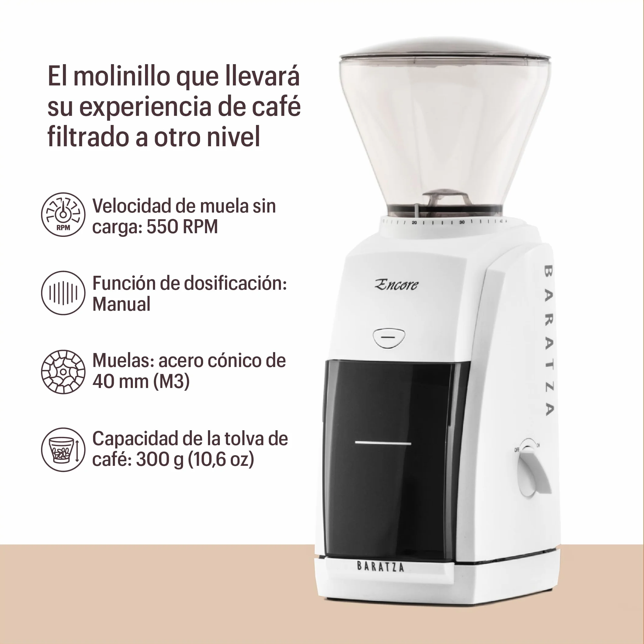 Baratza - Encore 230V Molinillo Eléctrico de Café en Grano - Coffee Grinder con 40 Ajustes, Negro