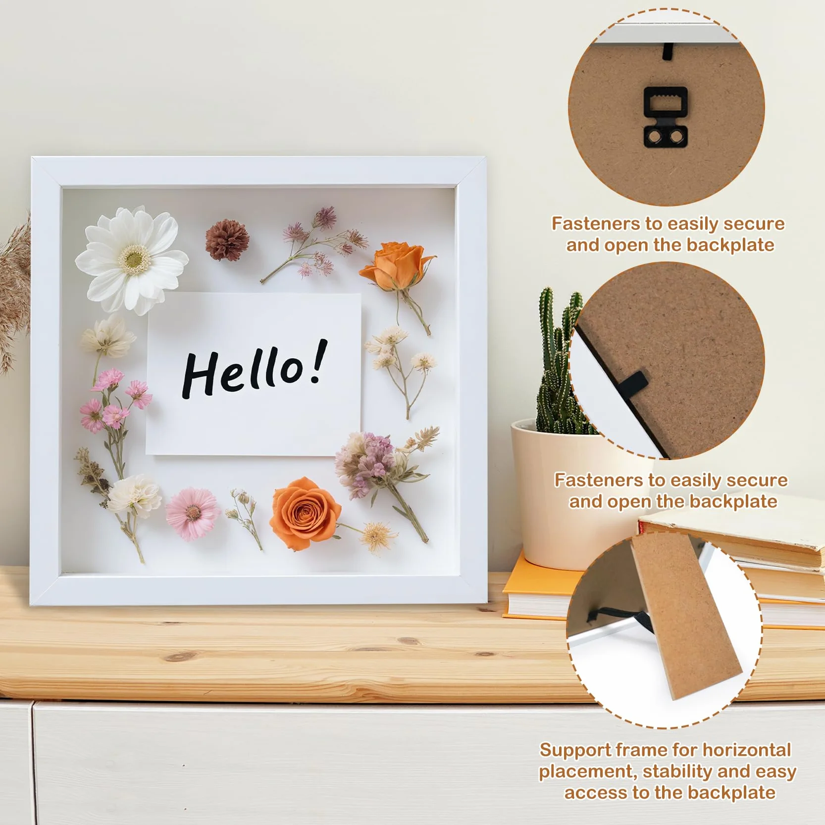Gigmeta Marco de Fotos 3D para Rellenar, Marcos con Profundidad 20 x 20 cm para Cuadros 3D y Recuerdos como Flores, Ramos de Boda y Objetos Decorativos