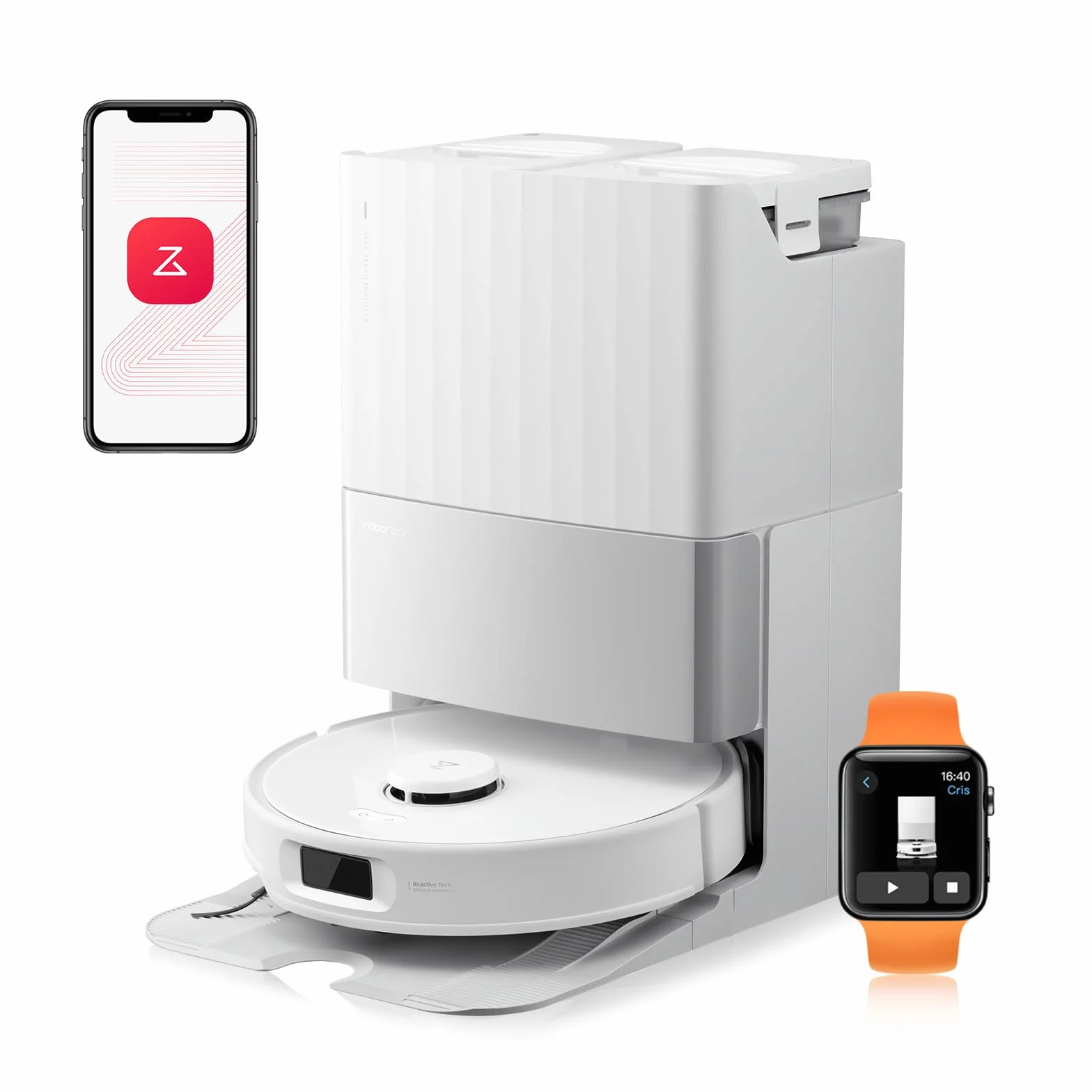 roborock Qrevo Edge S5A Robot Aspirador y Fregasuelos 18.500 Pa, Sin Enredos, FlexiArm Cepillo Lateral y Mopa, Lavado con Mopa de Agua Caliente y Autolimpieza, Secado con Aire Caliente, Blanco