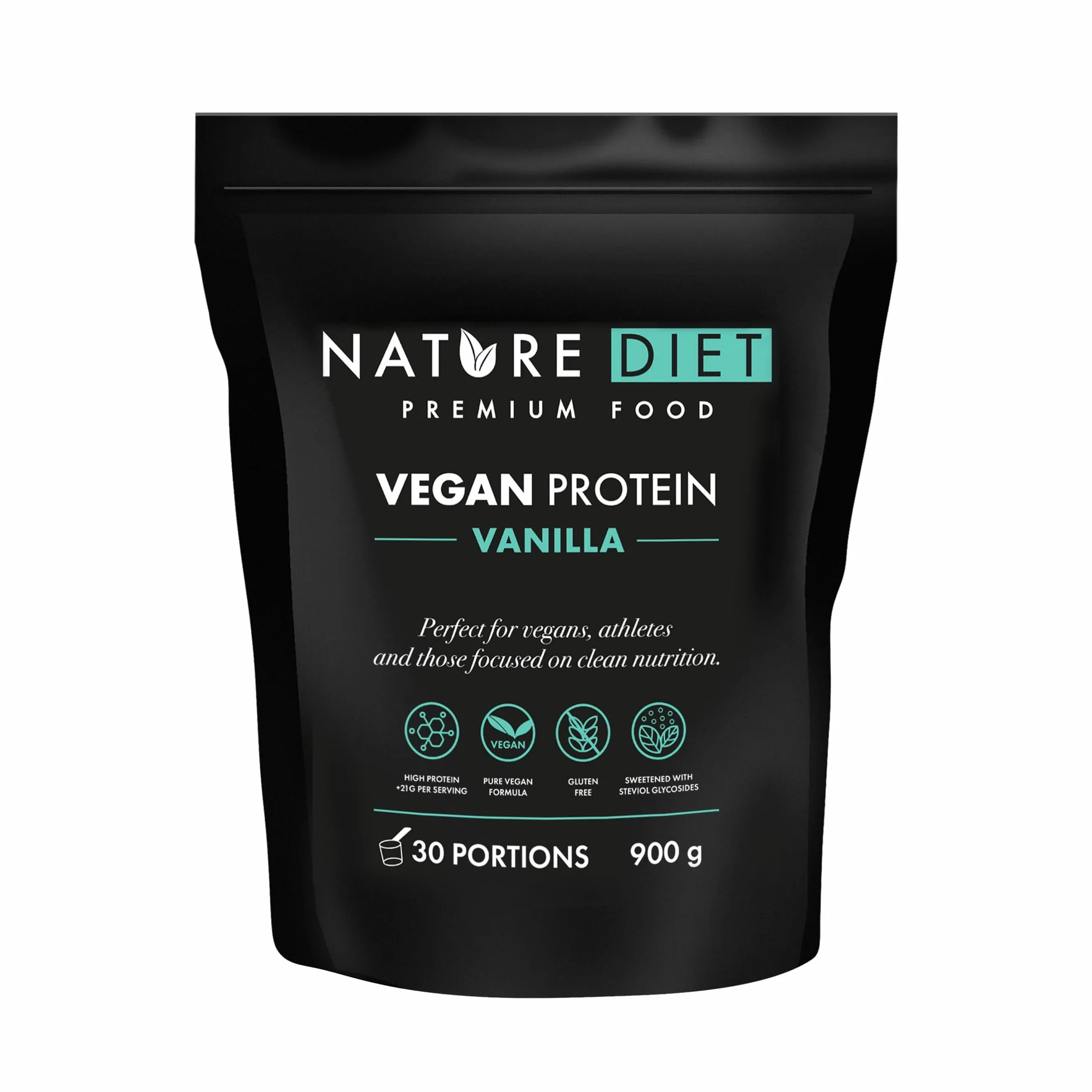Nature Diet Proteína Vegana Vanilla 900 g 21,9 g Proteína por Ración 30 Raciones Mezcla Guisante Cáñamo Sin Gluten