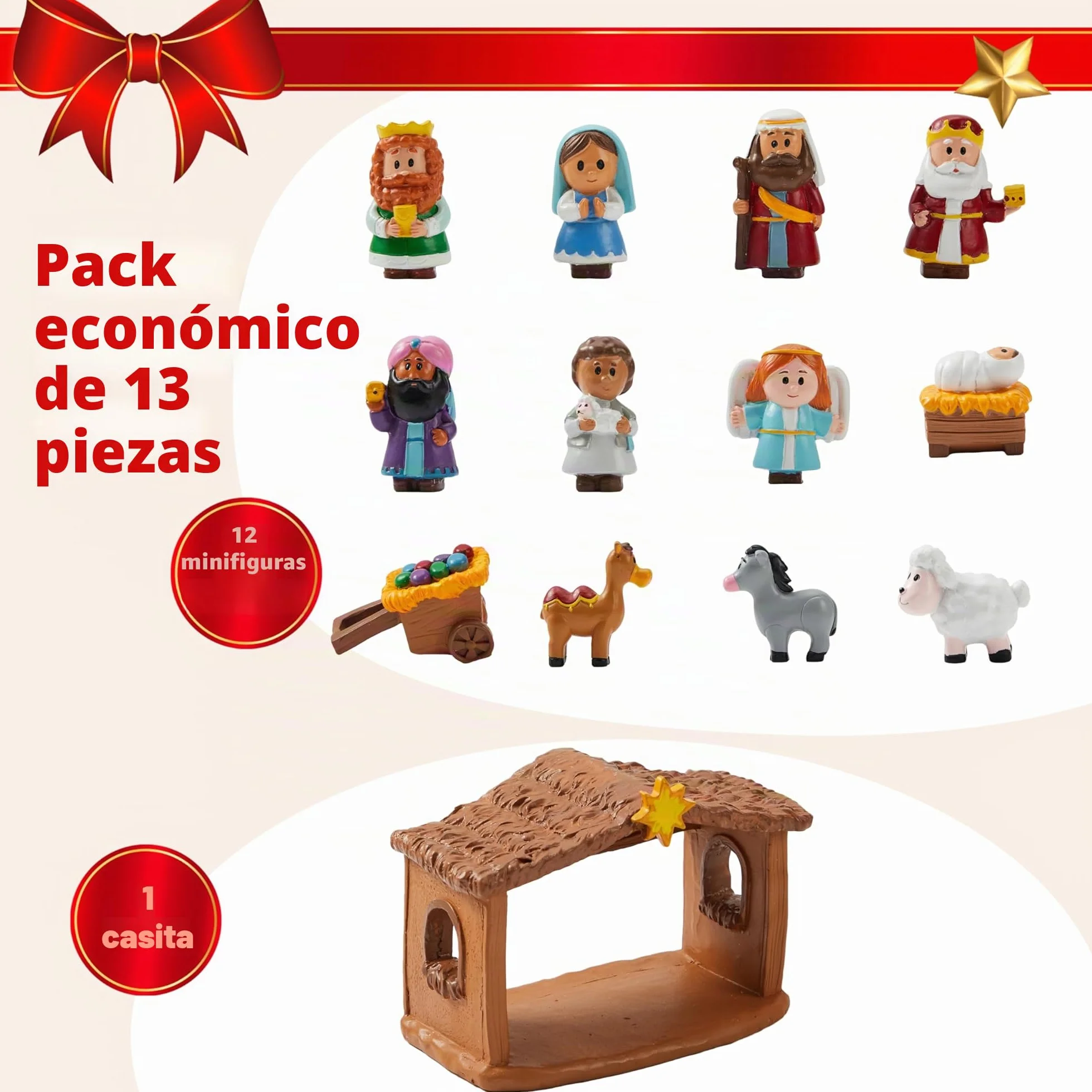 JOYIN Juego de 13 piezas de Belén de Navidad, juguetes en miniatura, escena de pesebre para niños